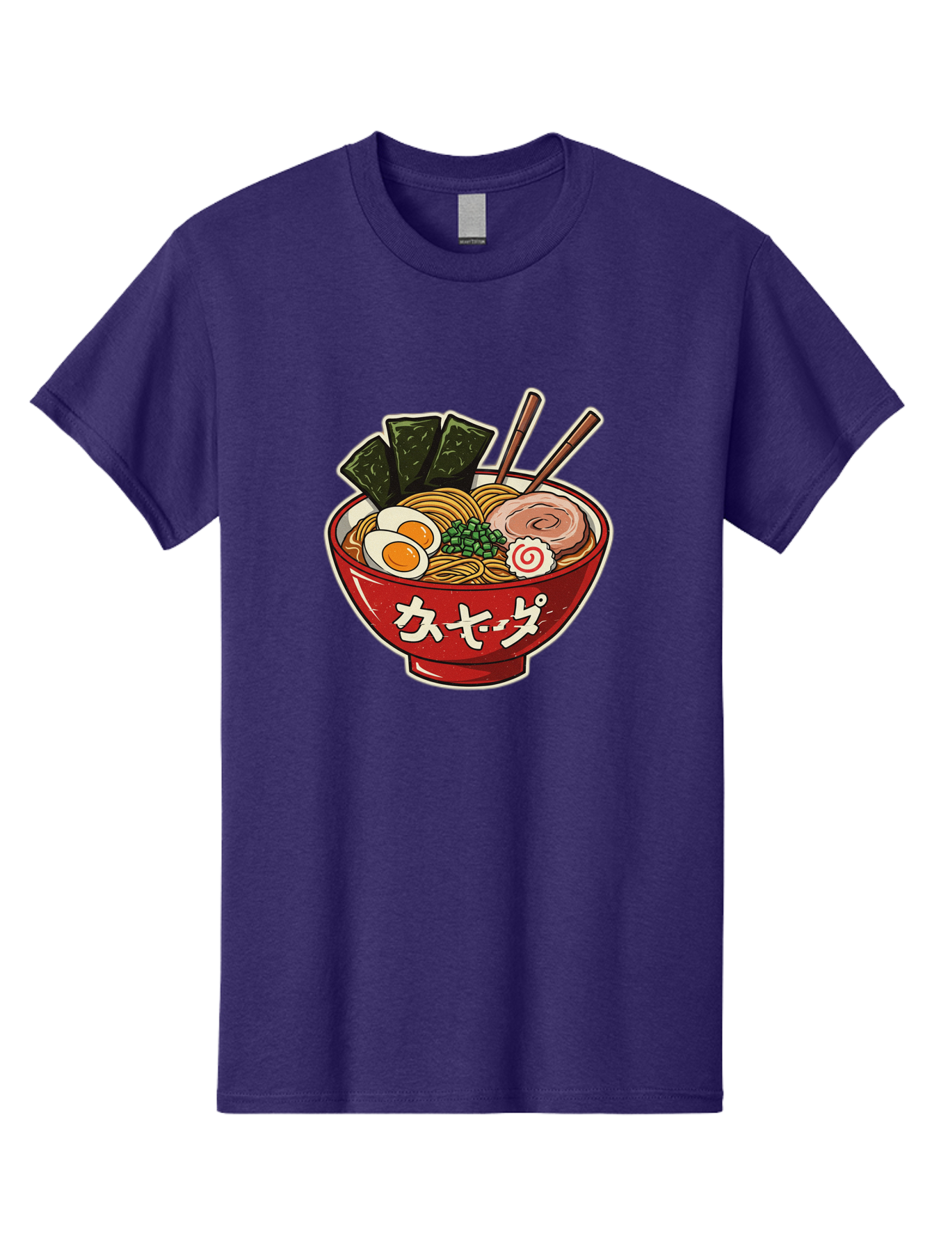 Ramen-4 Men'S Graphic Tee, 100% Cotton, Comfortable Casual Summer Wear, Machine Washable, Japanese Ramen, Noodle Soup, Boiled Egg, Green Peas, Seaweed, Sliced Pork, Chopsticks, Japanese Cuisine, Red Bowl, Katakana Script Bae701 8
