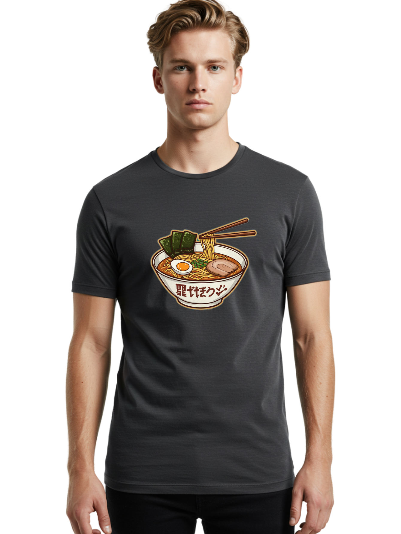 Ramen-5 Men'S Graphic Tee, 100% Cotton, Comfortable Casual Summer Wear, Machine Washable, Japanese Ramen, Savory Noodle Soup, Pork Slice, Soft-Boiled Egg, Green Onions, Seaweed, Chopsticks, Asian Cuisine, Comfort Food, Delicious Meal Bae702 29