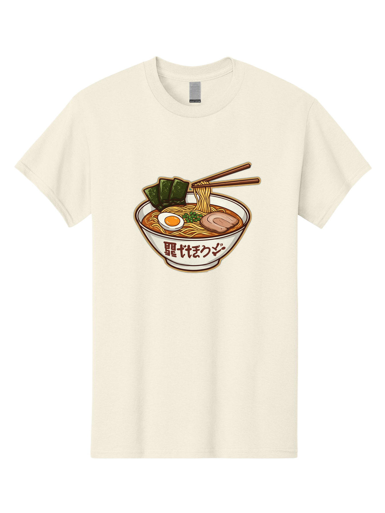 Ramen-5 Men'S Graphic Tee, 100% Cotton, Comfortable Casual Summer Wear, Machine Washable, Japanese Ramen, Savory Noodle Soup, Pork Slice, Soft-Boiled Egg, Green Onions, Seaweed, Chopsticks, Asian Cuisine, Comfort Food, Delicious Meal Bae702 13