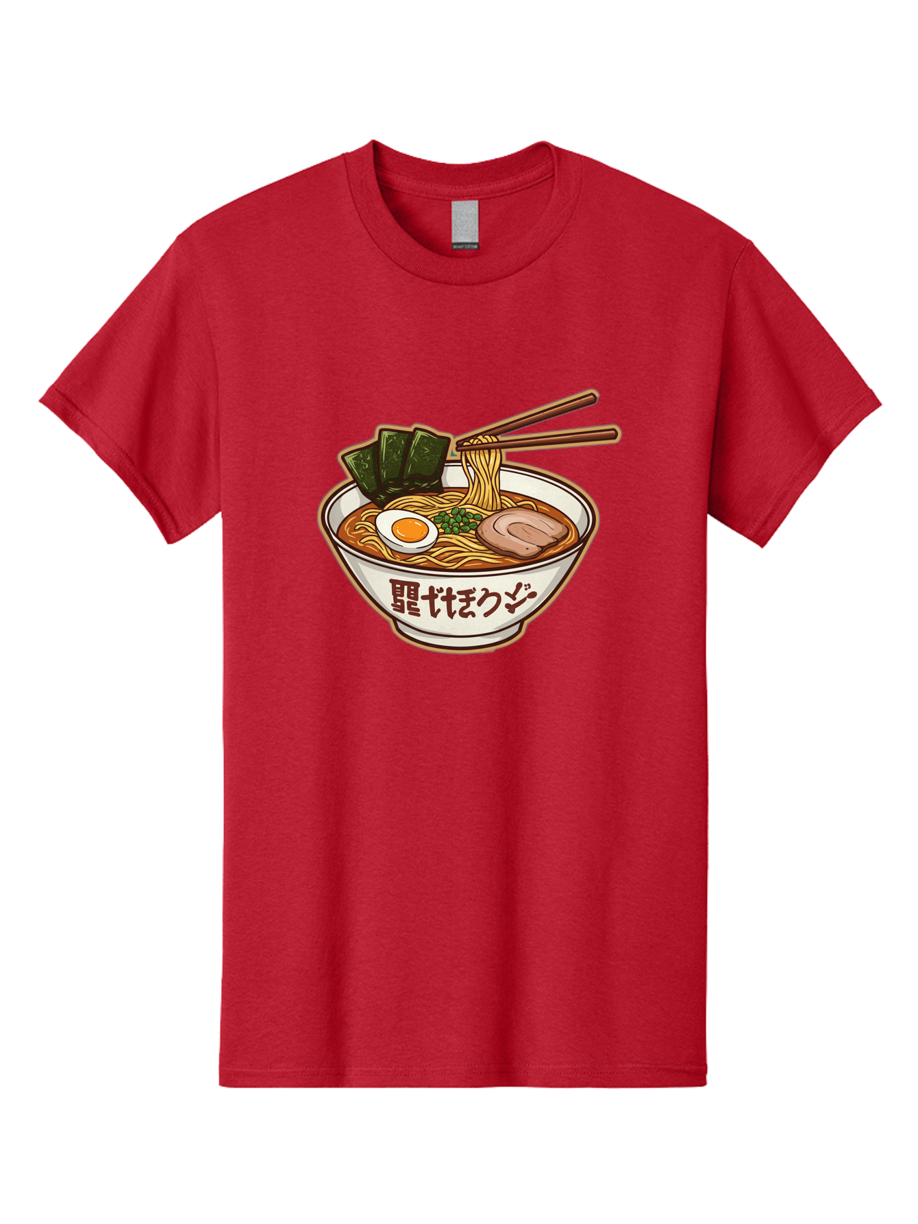 Ramen-5 Men'S Graphic Tee, 100% Cotton, Comfortable Casual Summer Wear, Machine Washable, Japanese Ramen, Savory Noodle Soup, Pork Slice, Soft-Boiled Egg, Green Onions, Seaweed, Chopsticks, Asian Cuisine, Comfort Food, Delicious Meal Bae702 5