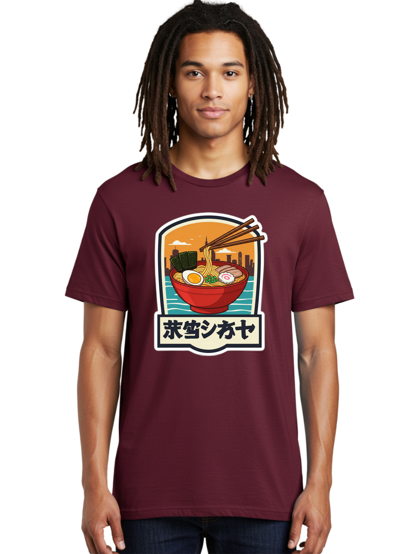 Ramen-7 Men'S Graphic Tee, 100% Cotton, Comfortable Casual Summer Wear, Machine Washable, Steaming Bowl Of Ramen, Japanese Noodles, Savory Broth, Egg, Pork Slices, Seaweed, Chopsticks, Cityscape, ?????? Bae704 19