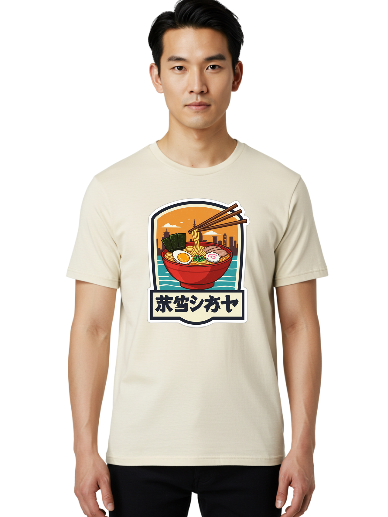 Ramen-7 Men'S Graphic Tee, 100% Cotton, Comfortable Casual Summer Wear, Machine Washable, Steaming Bowl Of Ramen, Japanese Noodles, Savory Broth, Egg, Pork Slices, Seaweed, Chopsticks, Cityscape, ?????? Bae704 22