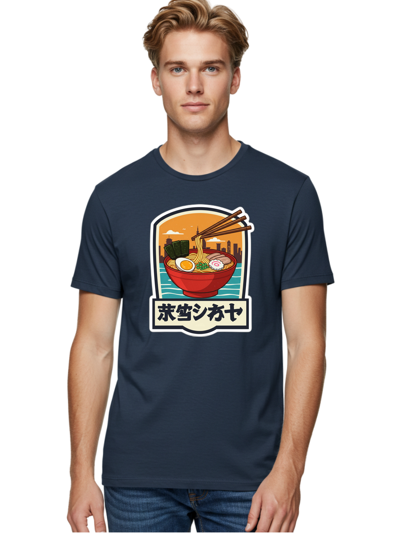 Ramen-7 Men'S Graphic Tee, 100% Cotton, Comfortable Casual Summer Wear, Machine Washable, Steaming Bowl Of Ramen, Japanese Noodles, Savory Broth, Egg, Pork Slices, Seaweed, Chopsticks, Cityscape, ?????? Bae704 20