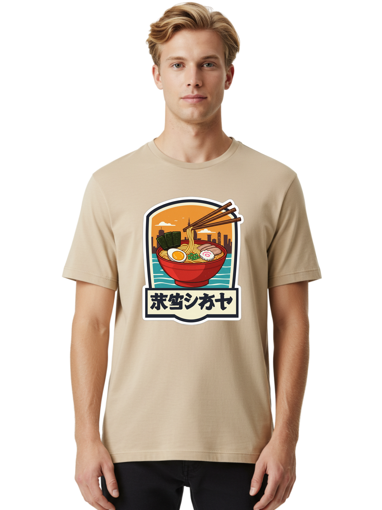 Ramen-7 Men'S Graphic Tee, 100% Cotton, Comfortable Casual Summer Wear, Machine Washable, Steaming Bowl Of Ramen, Japanese Noodles, Savory Broth, Egg, Pork Slices, Seaweed, Chopsticks, Cityscape, ?????? Bae704 26