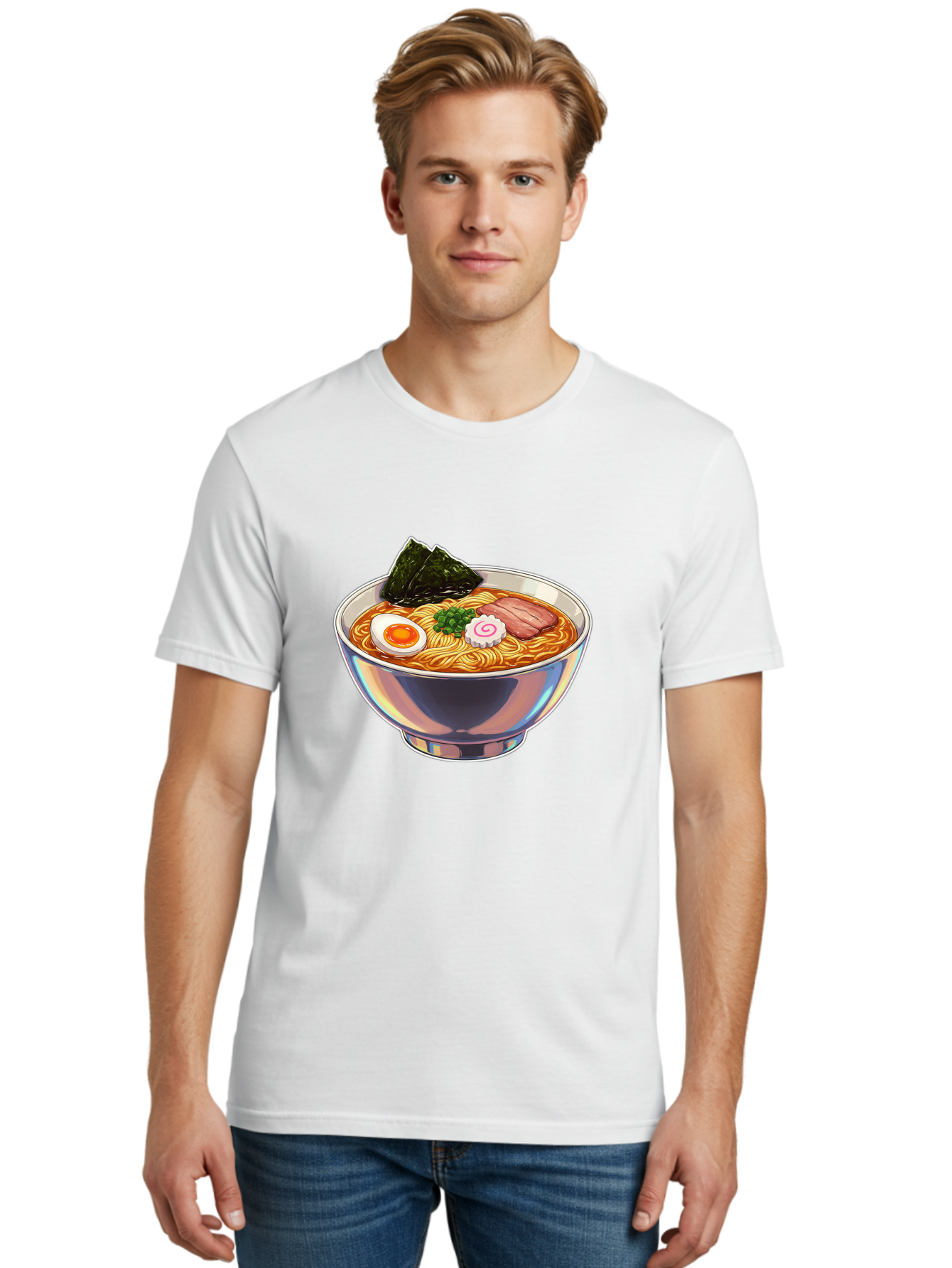 Ramen-8 Men'S Graphic Tee, 100% Cotton, Comfortable Casual Summer Wear, Machine Washable, Bowl Of Ramen, Japanese Cuisine, Egg, Seaweed, Pork, Noodles, Savory Broth, Appetizing Meal, Food Illustration, Delicious Dish Bae705 20