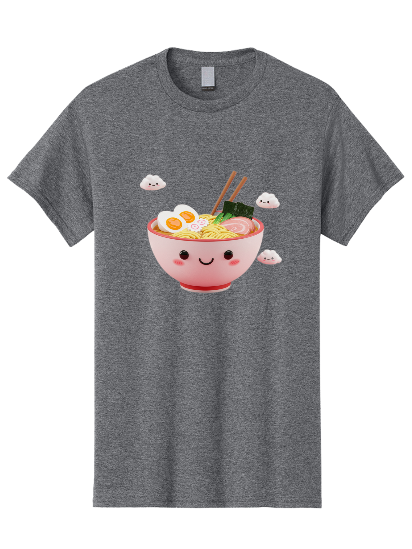 Ramen-Bowl-3 Men'S Graphic Tee, 100% Cotton, Comfortable Casual Summer Wear, Machine Washable, Steaming Hot Ramen, Kawaii Bowl, Cartoon Noodle Soup, Smiling Bowl, Boiled Egg, Sliced Pork, Seaweed, Chopsticks, Fish Cakes, Playful, Bae708 6