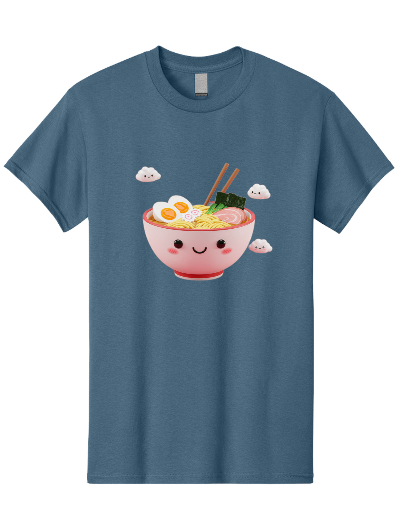 Ramen-Bowl-3 Men'S Graphic Tee, 100% Cotton, Comfortable Casual Summer Wear, Machine Washable, Steaming Hot Ramen, Kawaii Bowl, Cartoon Noodle Soup, Smiling Bowl, Boiled Egg, Sliced Pork, Seaweed, Chopsticks, Fish Cakes, Playful, Bae708 15