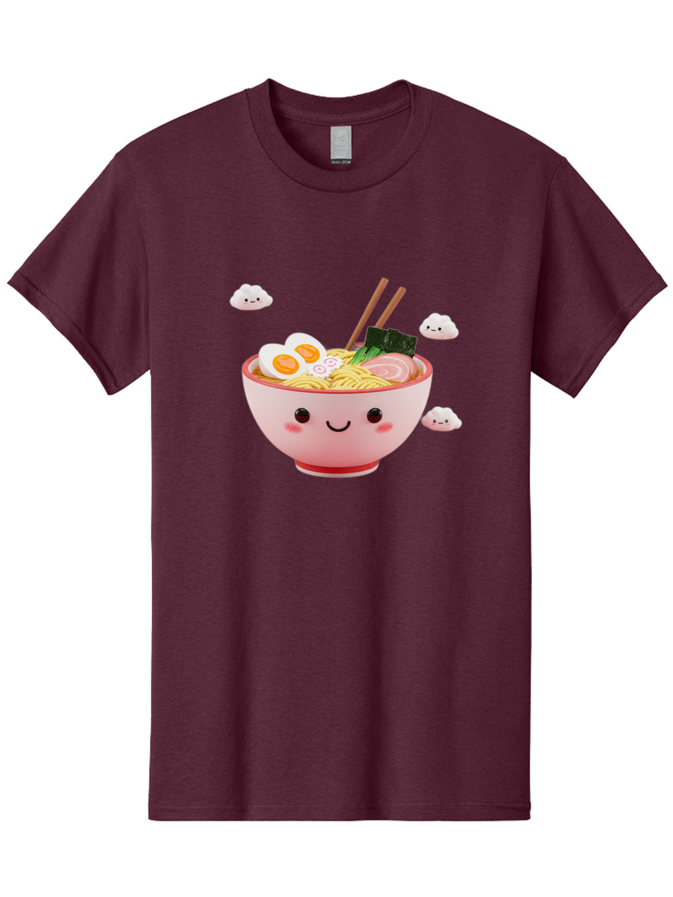 Ramen-Bowl-3 Men'S Graphic Tee, 100% Cotton, Comfortable Casual Summer Wear, Machine Washable, Steaming Hot Ramen, Kawaii Bowl, Cartoon Noodle Soup, Smiling Bowl, Boiled Egg, Sliced Pork, Seaweed, Chopsticks, Fish Cakes, Playful, Bae708 14