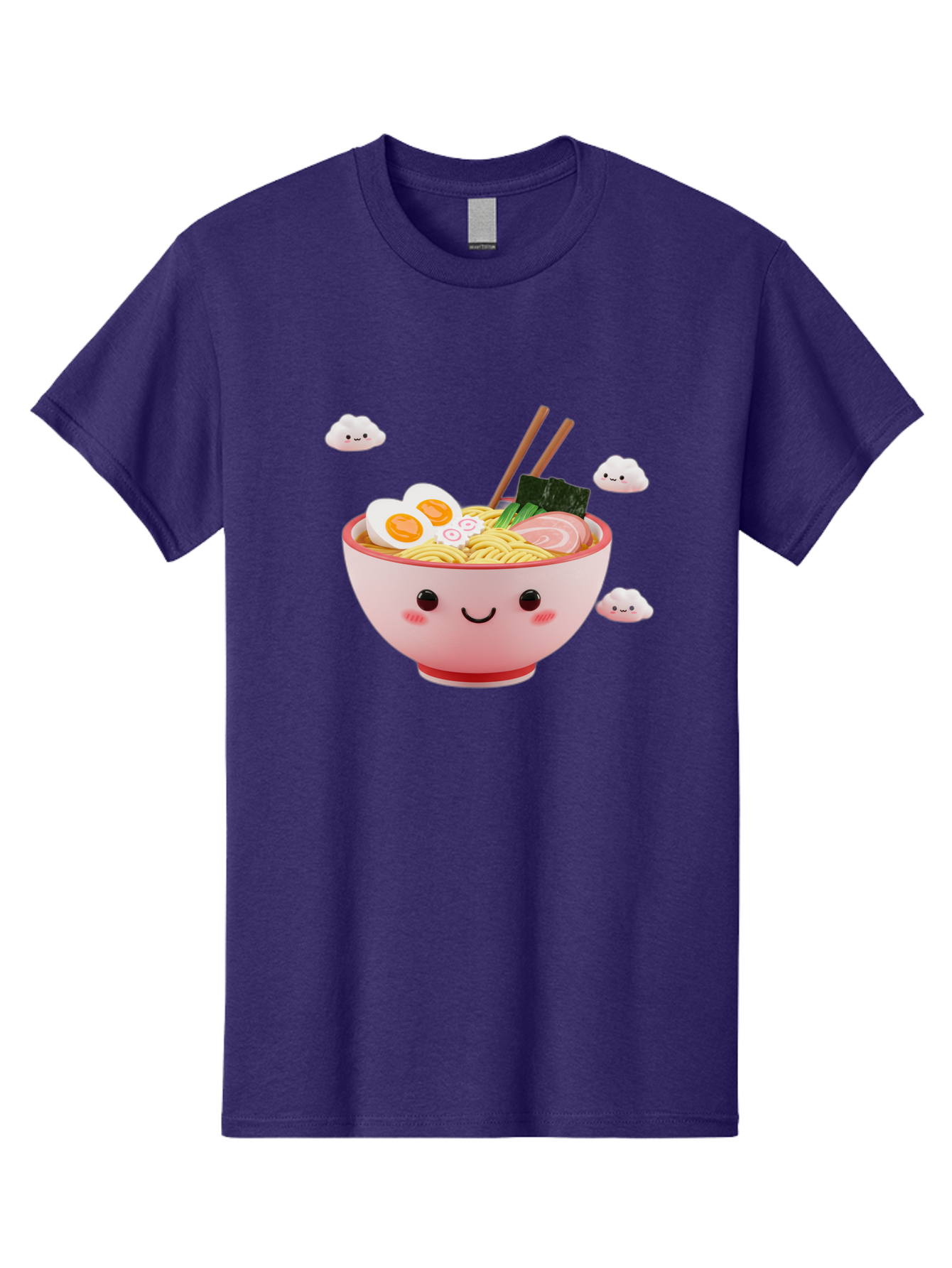 Ramen-Bowl-3 Men'S Graphic Tee, 100% Cotton, Comfortable Casual Summer Wear, Machine Washable, Steaming Hot Ramen, Kawaii Bowl, Cartoon Noodle Soup, Smiling Bowl, Boiled Egg, Sliced Pork, Seaweed, Chopsticks, Fish Cakes, Playful, Bae708 10