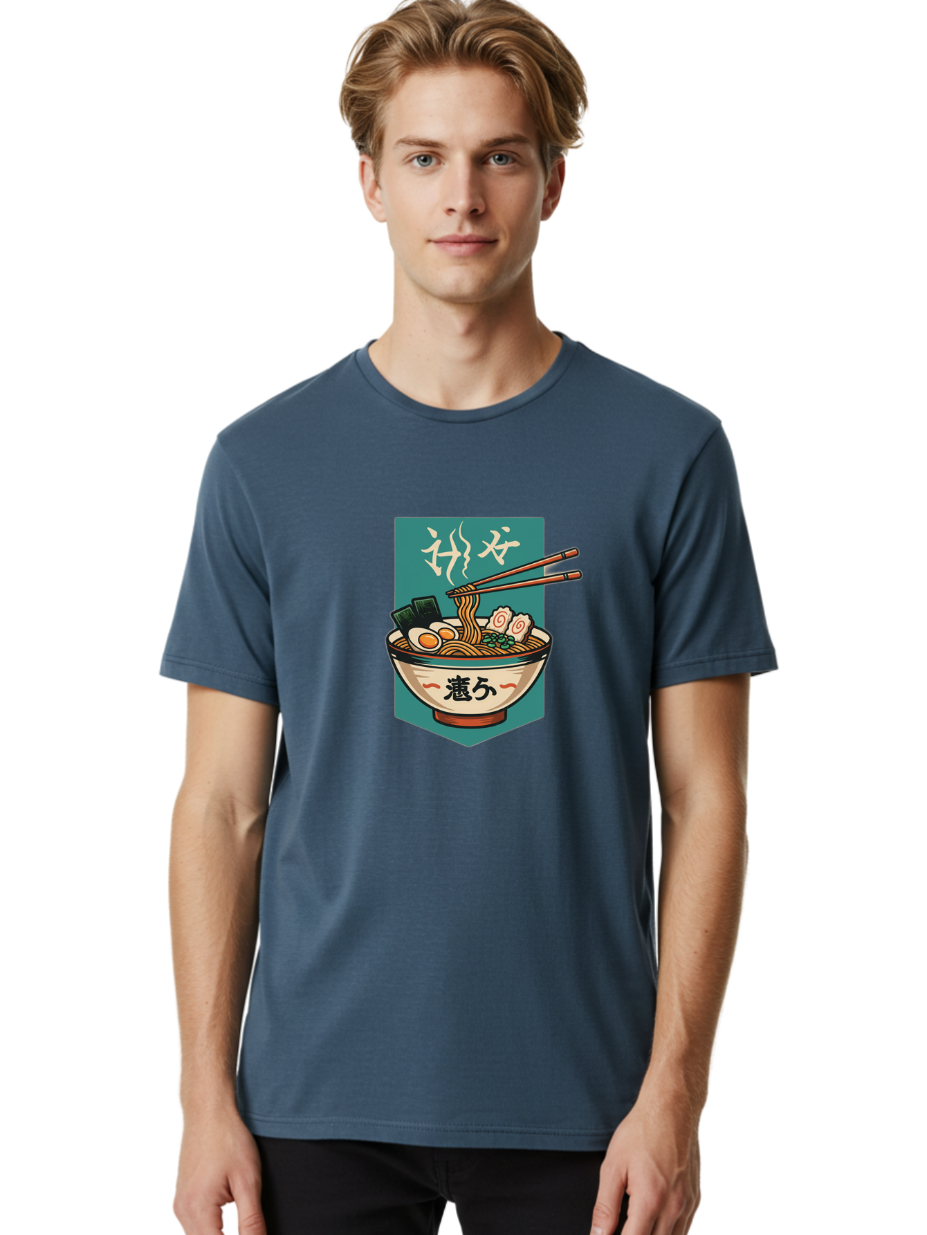 Ramen-Bowl-5 Men'S Graphic Tee, 100% Cotton, Comfortable Casual Summer Wear, Machine Washable, Steaming Bowl Of Ramen, Japanese Cuisine, Noodle Soup, Chopsticks, Egg, Seaweed, Pork Slices, Savory Dish, Comfort Food, Asian Flavors Bae710 25