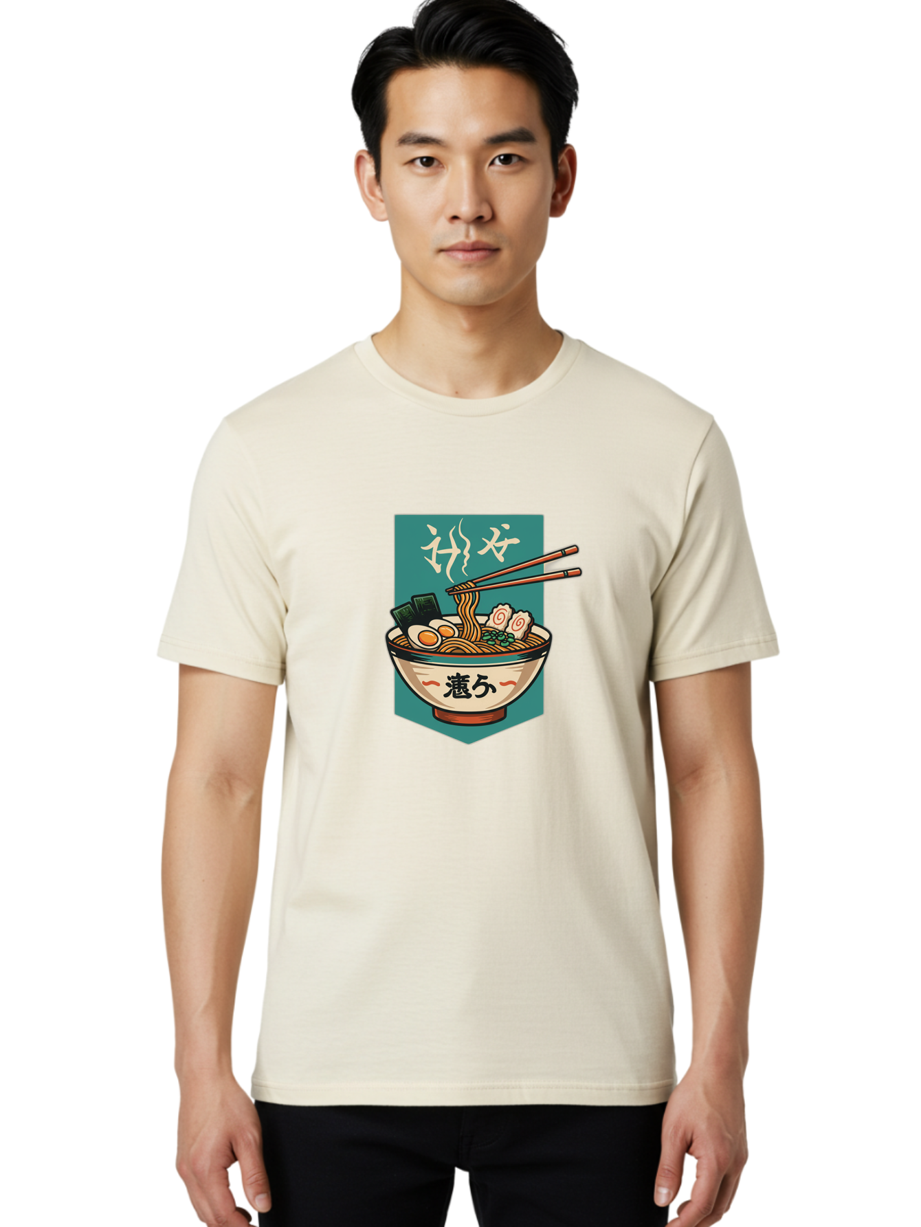 Ramen-Bowl-5 Men'S Graphic Tee, 100% Cotton, Comfortable Casual Summer Wear, Machine Washable, Steaming Bowl Of Ramen, Japanese Cuisine, Noodle Soup, Chopsticks, Egg, Seaweed, Pork Slices, Savory Dish, Comfort Food, Asian Flavors Bae710 27