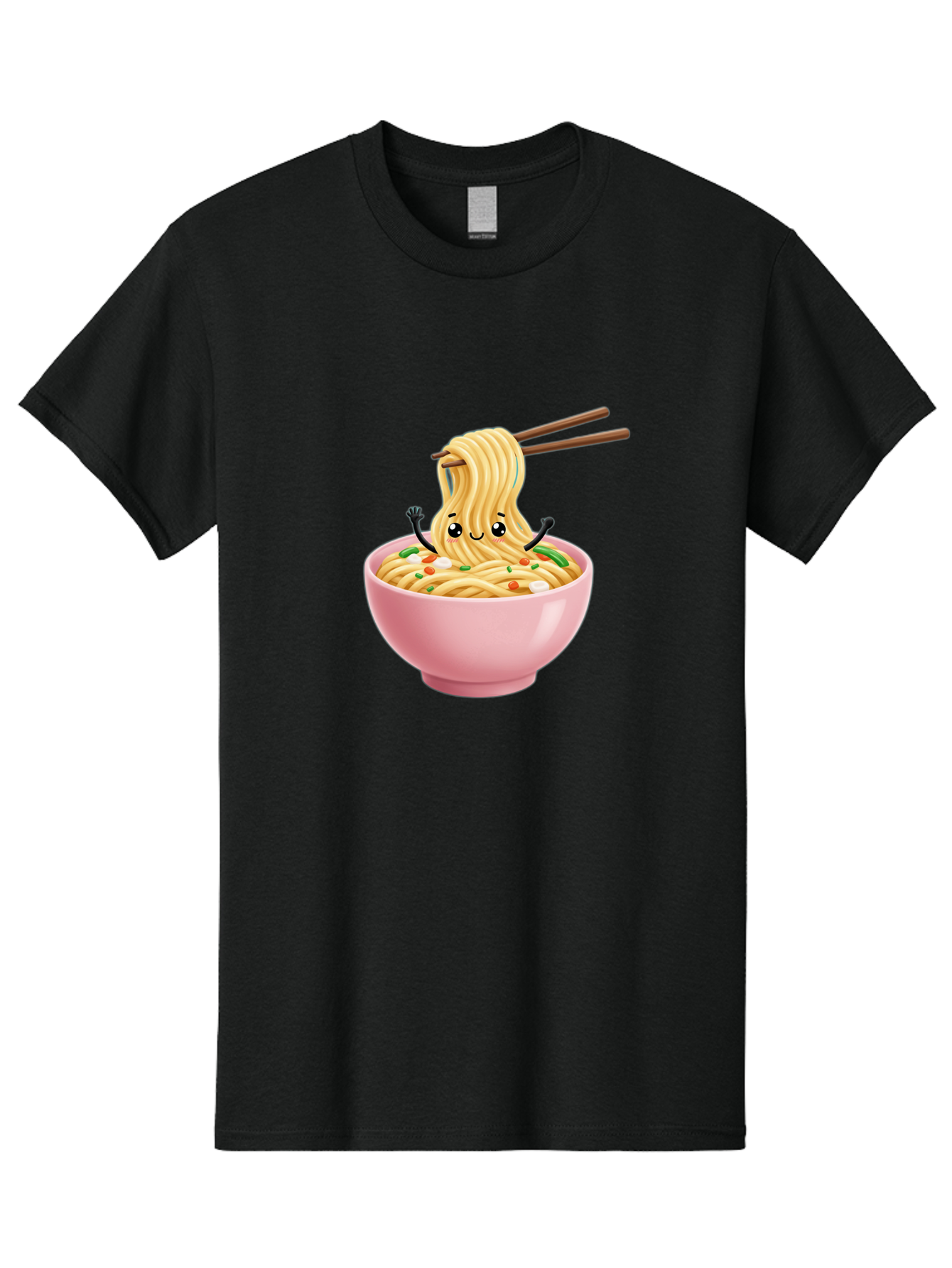 Ramen-Noodle-Character Men'S Graphic Tee, 100% Cotton, Comfortable Casual Summer Wear, Machine Washable, Cartoon Noodles, Ramen Noodles, Noodle Character, Kawaii Food, Cute Noodles, Asian Cuisine, Noodle Bowl, Tasty Noodles, Foodie Art, Bae717 5