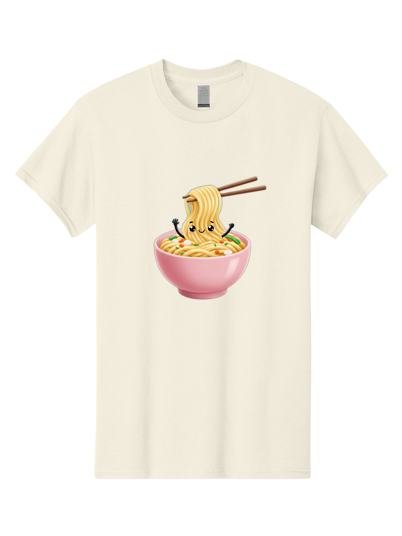 Ramen-Noodle-Character Men'S Graphic Tee, 100% Cotton, Comfortable Casual Summer Wear, Machine Washable, Cartoon Noodles, Ramen Noodles, Noodle Character, Kawaii Food, Cute Noodles, Asian Cuisine, Noodle Bowl, Tasty Noodles, Foodie Art, Bae717 2
