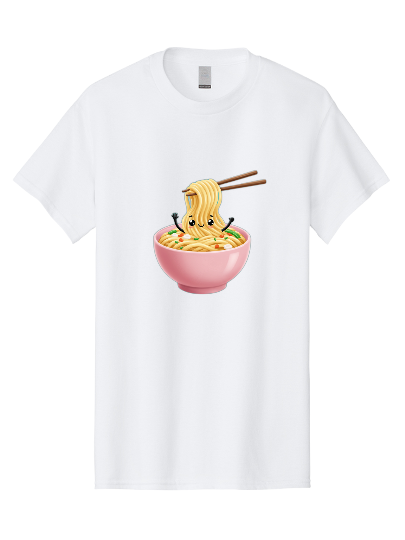 Ramen-Noodle-Character Men'S Graphic Tee, 100% Cotton, Comfortable Casual Summer Wear, Machine Washable, Cartoon Noodles, Ramen Noodles, Noodle Character, Kawaii Food, Cute Noodles, Asian Cuisine, Noodle Bowl, Tasty Noodles, Foodie Art, Bae717 3