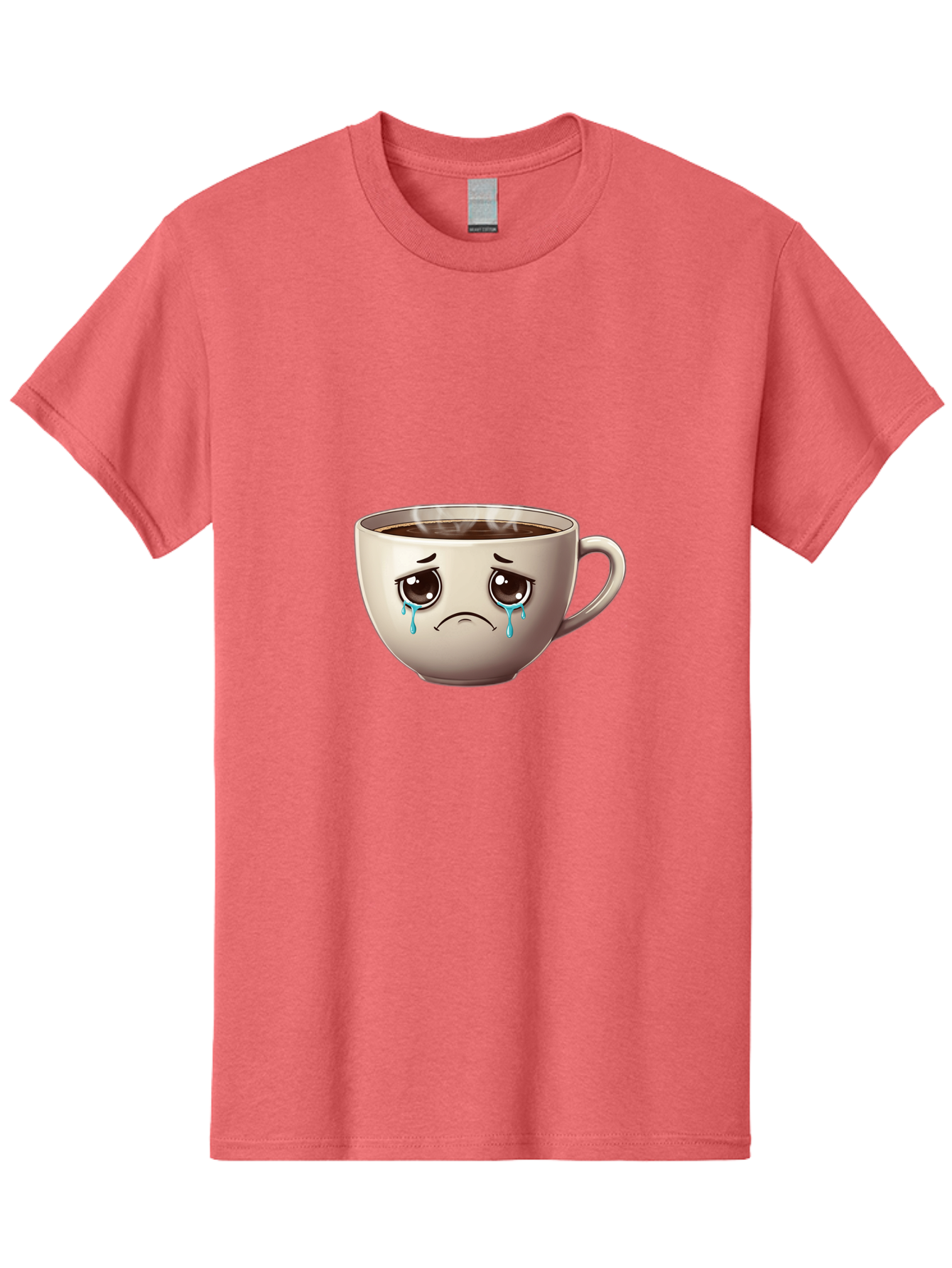 Sad-Coffee-Cup-2 Men'S Graphic Tee, 100% Cotton, Comfortable Casual Summer Wear, Machine Washable, Unhappy Coffee Cup, Sad Face, Crying Emoji, Steaming Hot Coffee, Frowning Face, Emotional Beverage, Coffee Lover'S Distress, Tearful Coffee Cup Bae731 9