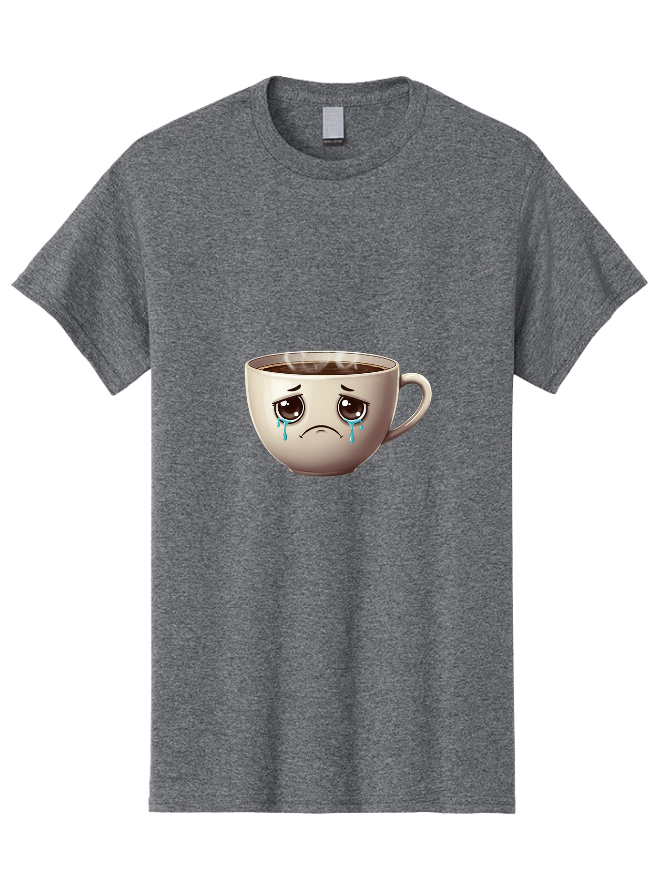 Sad-Coffee-Cup-2 Men'S Graphic Tee, 100% Cotton, Comfortable Casual Summer Wear, Machine Washable, Unhappy Coffee Cup, Sad Face, Crying Emoji, Steaming Hot Coffee, Frowning Face, Emotional Beverage, Coffee Lover'S Distress, Tearful Coffee Cup Bae731 2