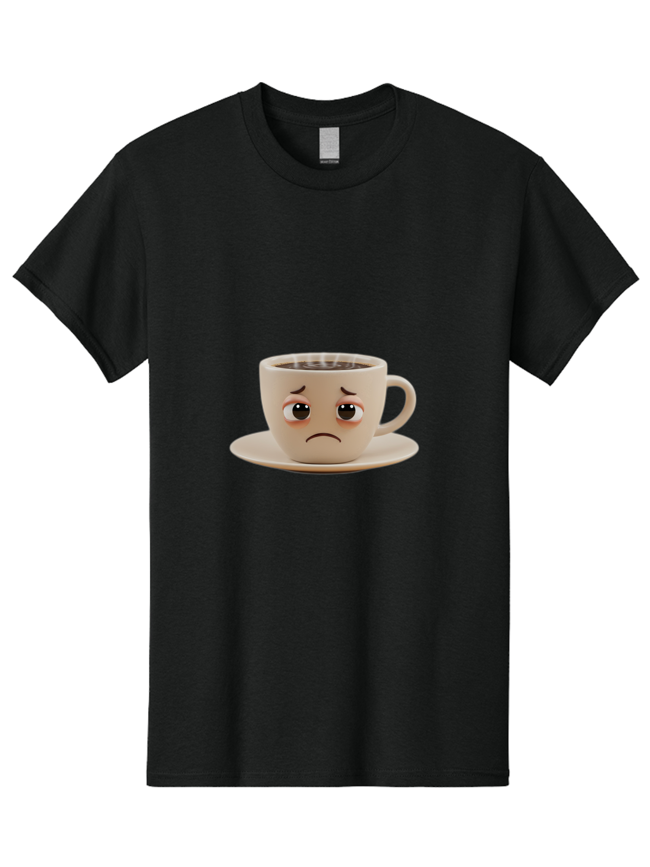 Sad-Coffee-Cup-3 Men'S Graphic Tee, 100% Cotton, Comfortable Casual Summer Wear, Machine Washable, Sad Coffee Cup, Frowning Face, Coffee Break, Unhappy Mood, Cartoon Character, Cute Design, Coffee Lover, Emotional Expression, Bae732 9