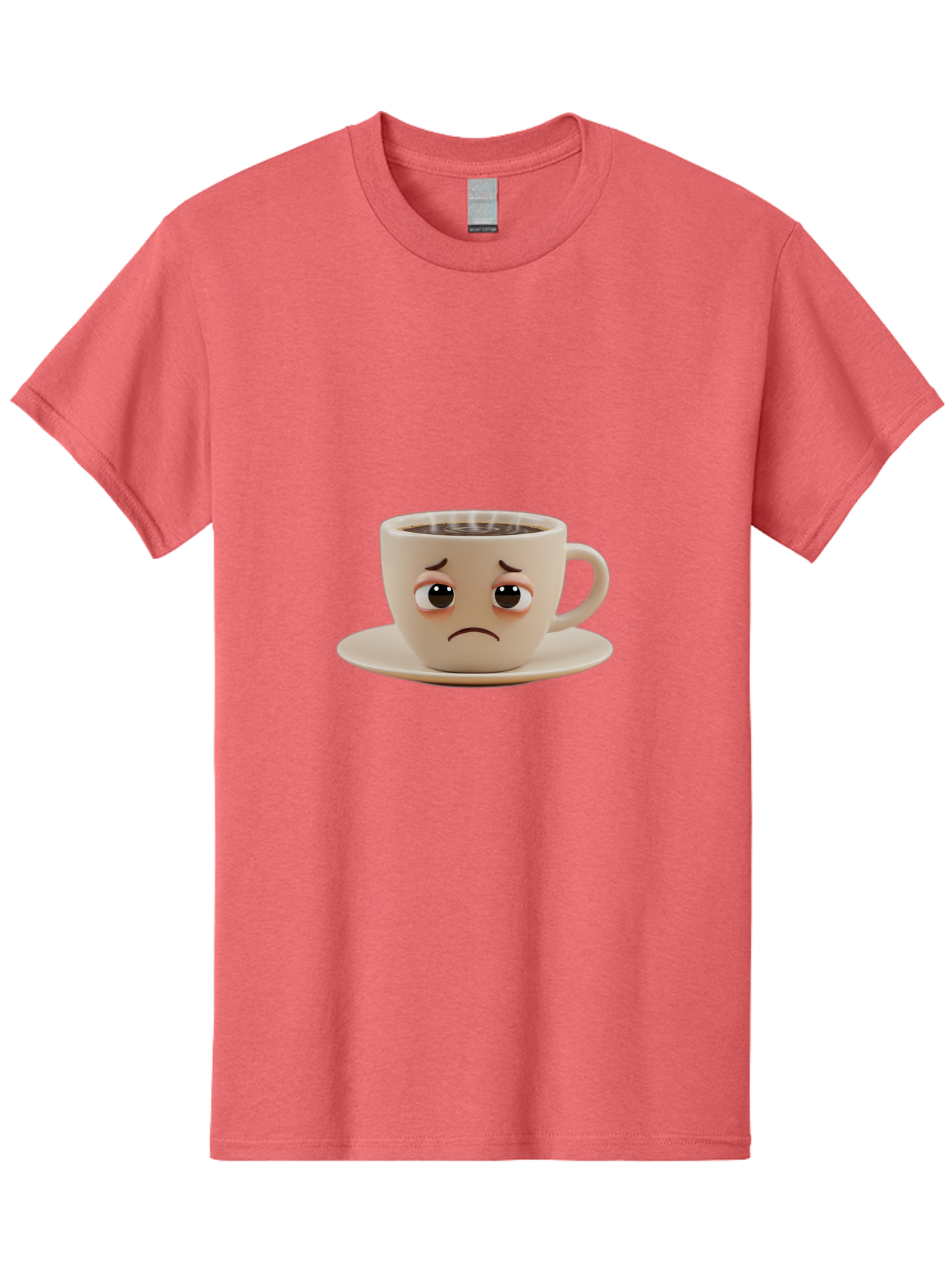 Sad-Coffee-Cup-3 Men'S Graphic Tee, 100% Cotton, Comfortable Casual Summer Wear, Machine Washable, Sad Coffee Cup, Frowning Face, Coffee Break, Unhappy Mood, Cartoon Character, Cute Design, Coffee Lover, Emotional Expression, Bae732 8