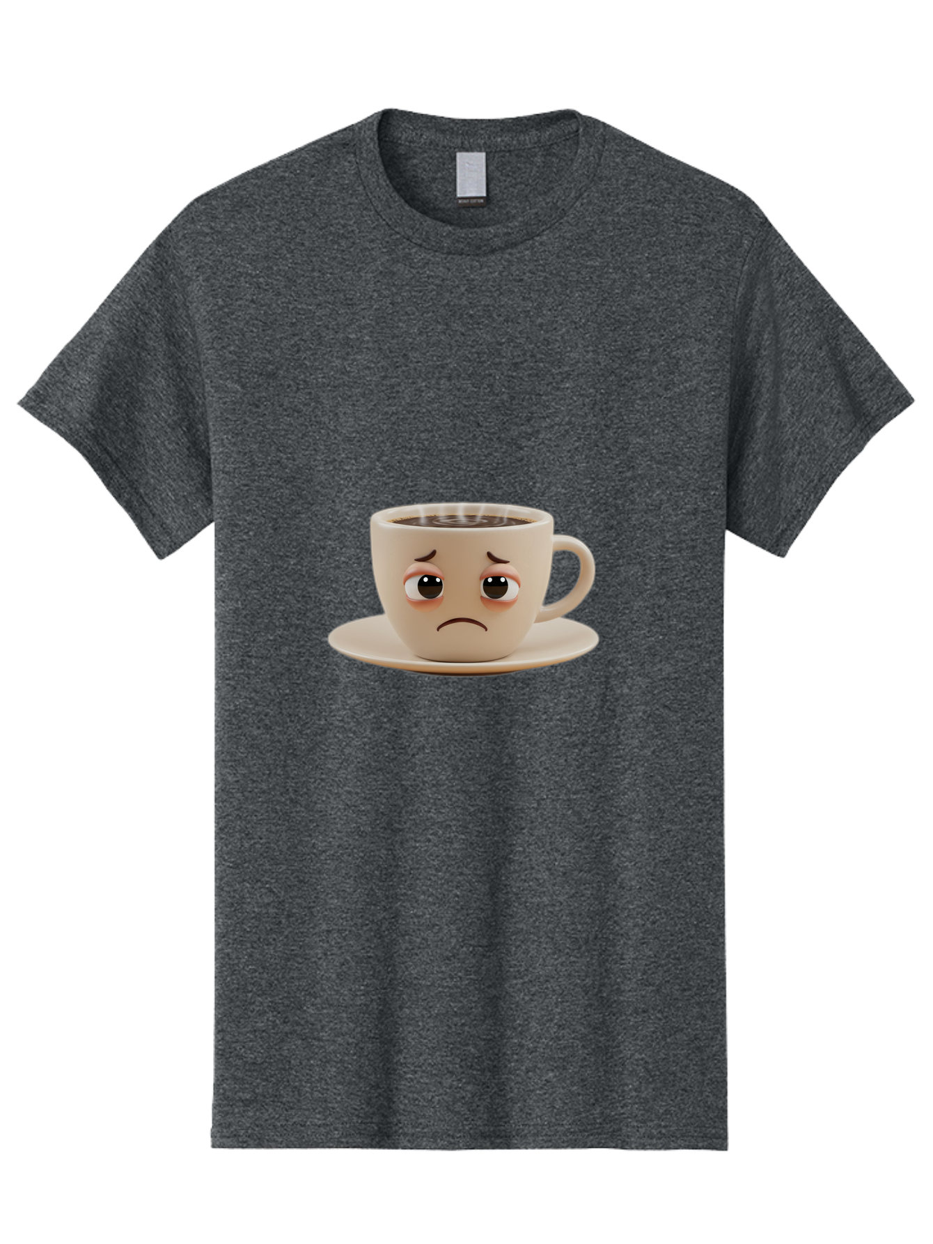 Sad-Coffee-Cup-3 Men'S Graphic Tee, 100% Cotton, Comfortable Casual Summer Wear, Machine Washable, Sad Coffee Cup, Frowning Face, Coffee Break, Unhappy Mood, Cartoon Character, Cute Design, Coffee Lover, Emotional Expression, Bae732 5