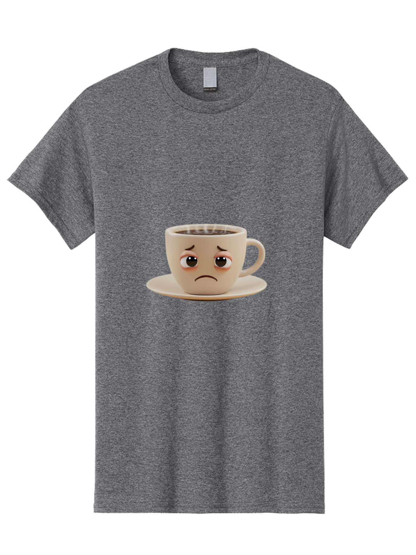 Sad-Coffee-Cup-3 Men'S Graphic Tee, 100% Cotton, Comfortable Casual Summer Wear, Machine Washable, Sad Coffee Cup, Frowning Face, Coffee Break, Unhappy Mood, Cartoon Character, Cute Design, Coffee Lover, Emotional Expression, Bae732 7