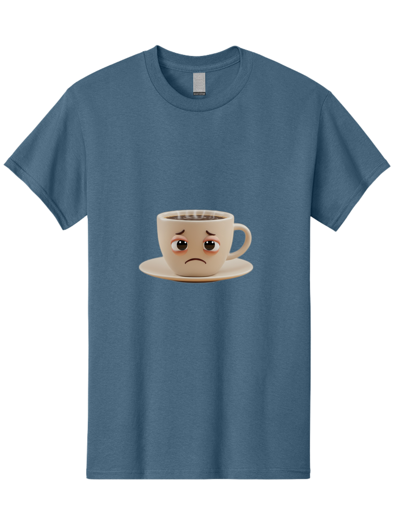Sad-Coffee-Cup-3 Men'S Graphic Tee, 100% Cotton, Comfortable Casual Summer Wear, Machine Washable, Sad Coffee Cup, Frowning Face, Coffee Break, Unhappy Mood, Cartoon Character, Cute Design, Coffee Lover, Emotional Expression, Bae732 1