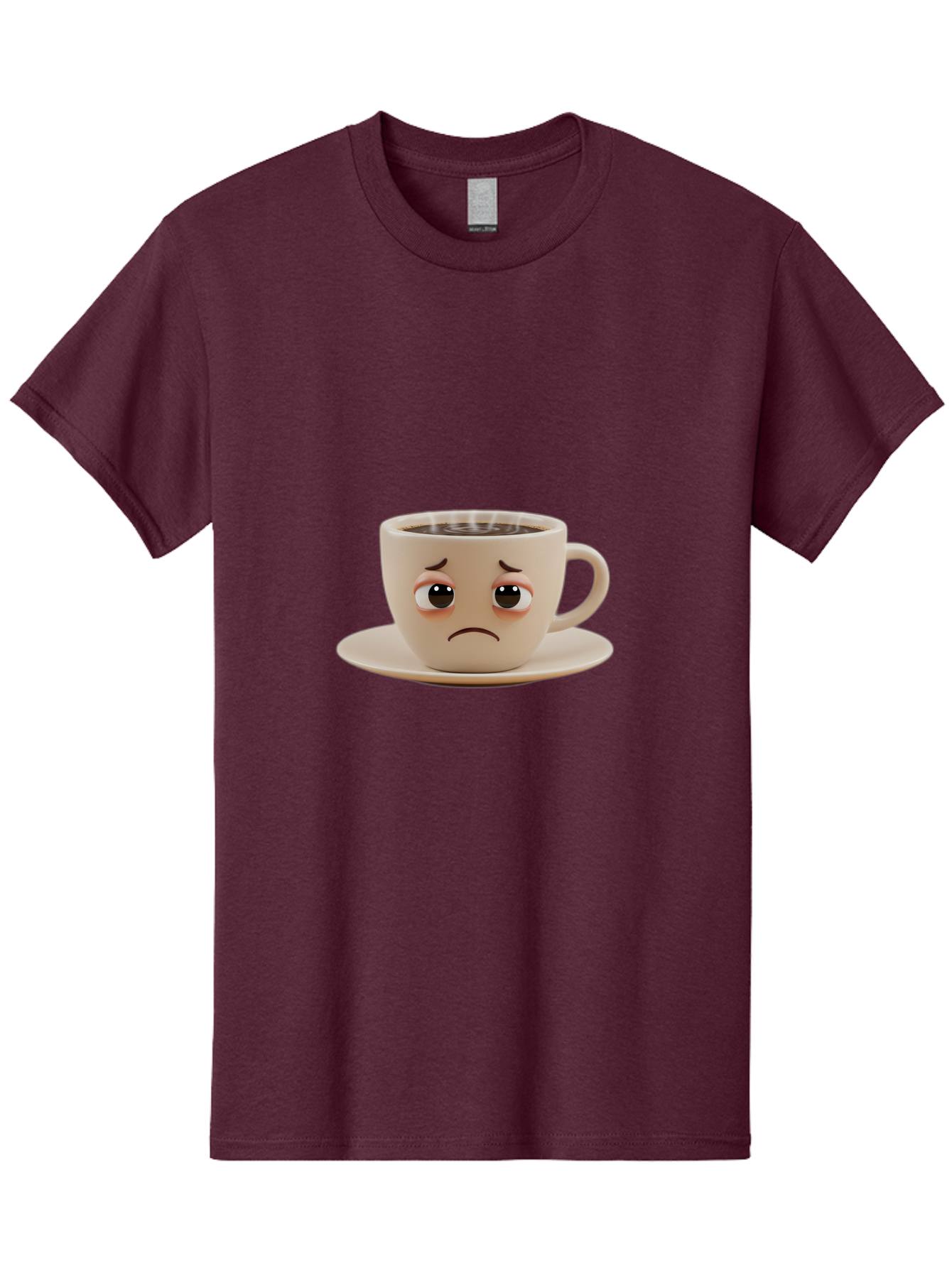 Sad-Coffee-Cup-3 Men'S Graphic Tee, 100% Cotton, Comfortable Casual Summer Wear, Machine Washable, Sad Coffee Cup, Frowning Face, Coffee Break, Unhappy Mood, Cartoon Character, Cute Design, Coffee Lover, Emotional Expression, Bae732 13