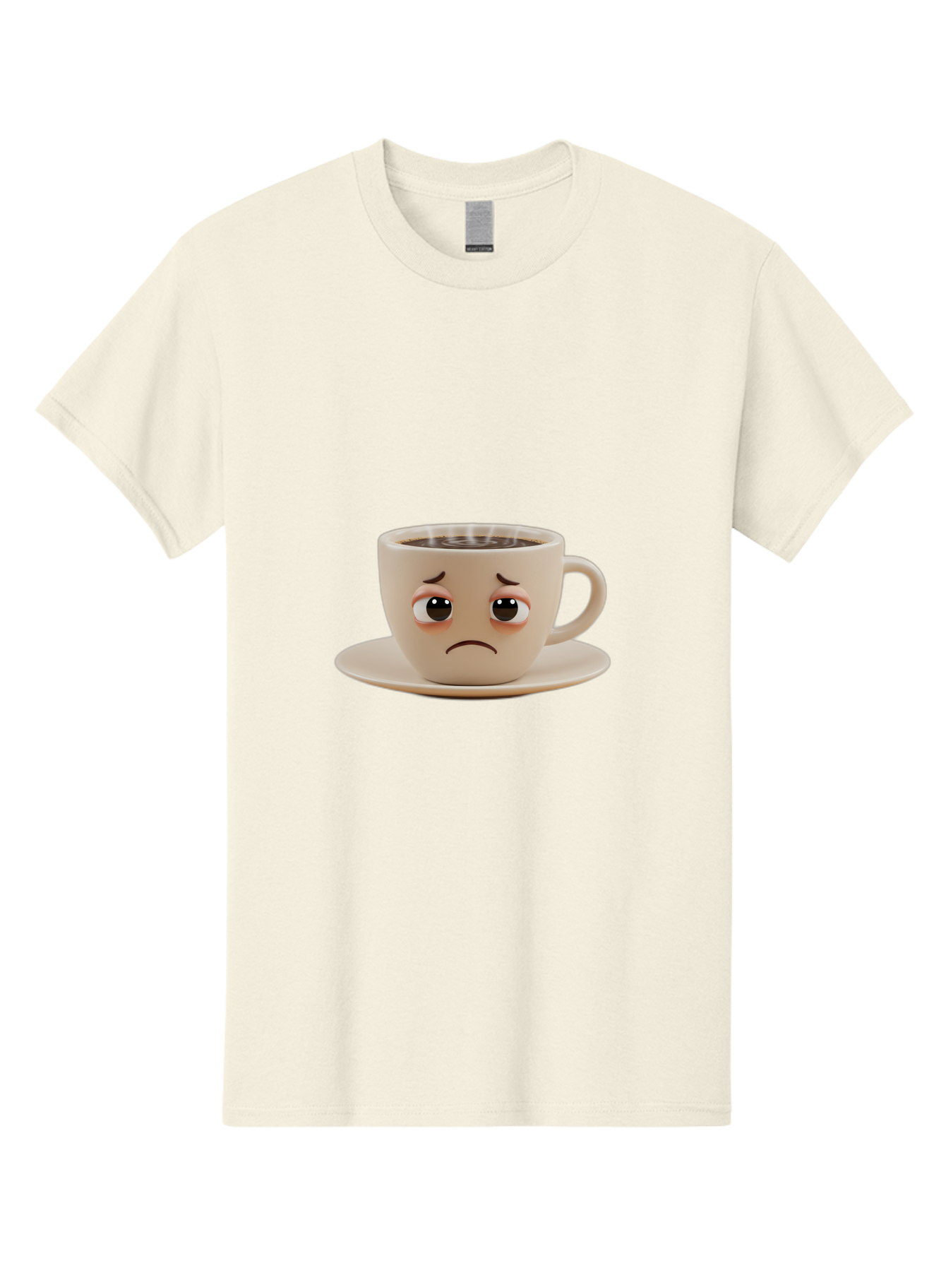 Sad-Coffee-Cup-3 Men'S Graphic Tee, 100% Cotton, Comfortable Casual Summer Wear, Machine Washable, Sad Coffee Cup, Frowning Face, Coffee Break, Unhappy Mood, Cartoon Character, Cute Design, Coffee Lover, Emotional Expression, Bae732 3