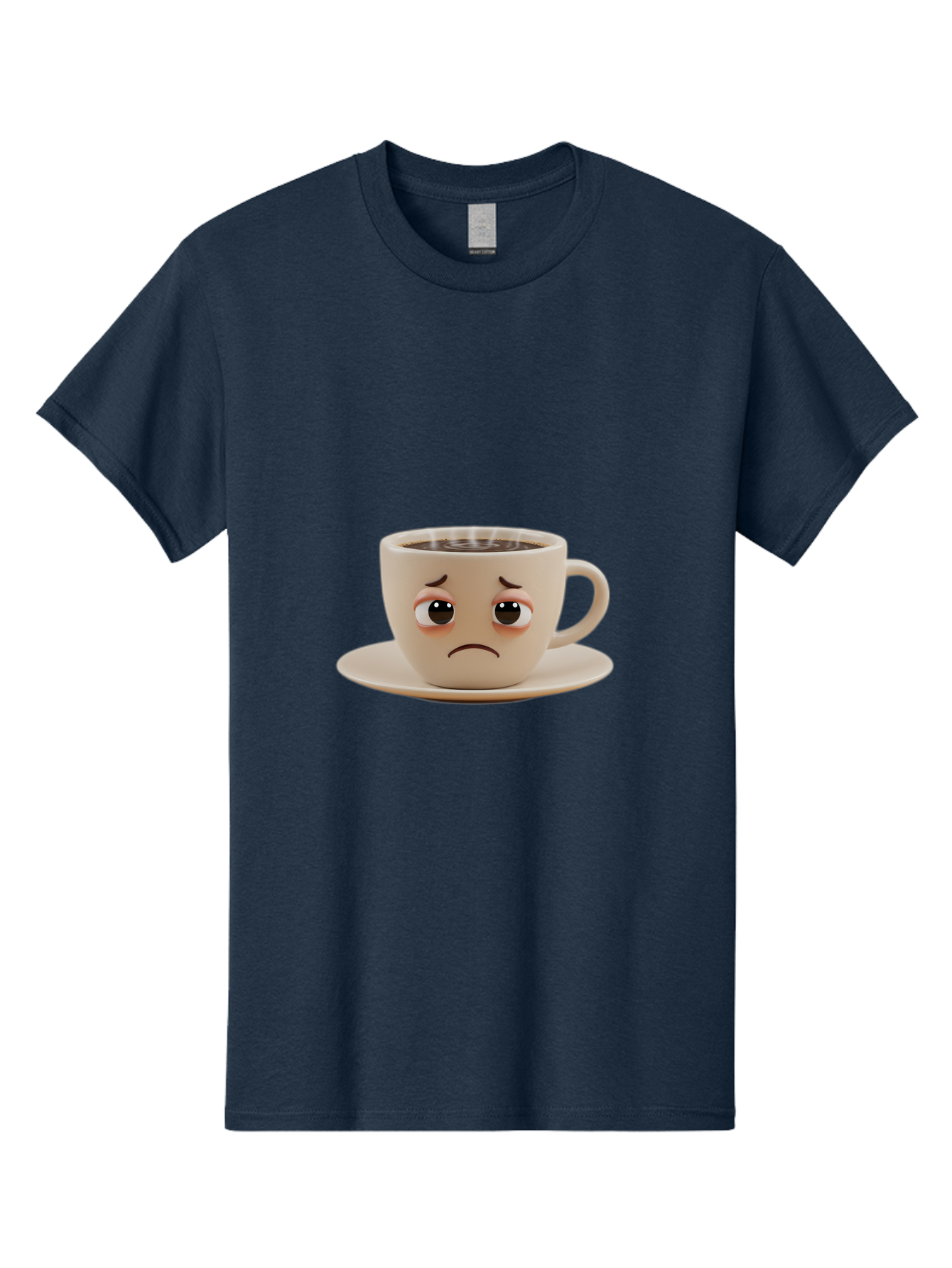 Sad-Coffee-Cup-3 Men'S Graphic Tee, 100% Cotton, Comfortable Casual Summer Wear, Machine Washable, Sad Coffee Cup, Frowning Face, Coffee Break, Unhappy Mood, Cartoon Character, Cute Design, Coffee Lover, Emotional Expression, Bae732 6