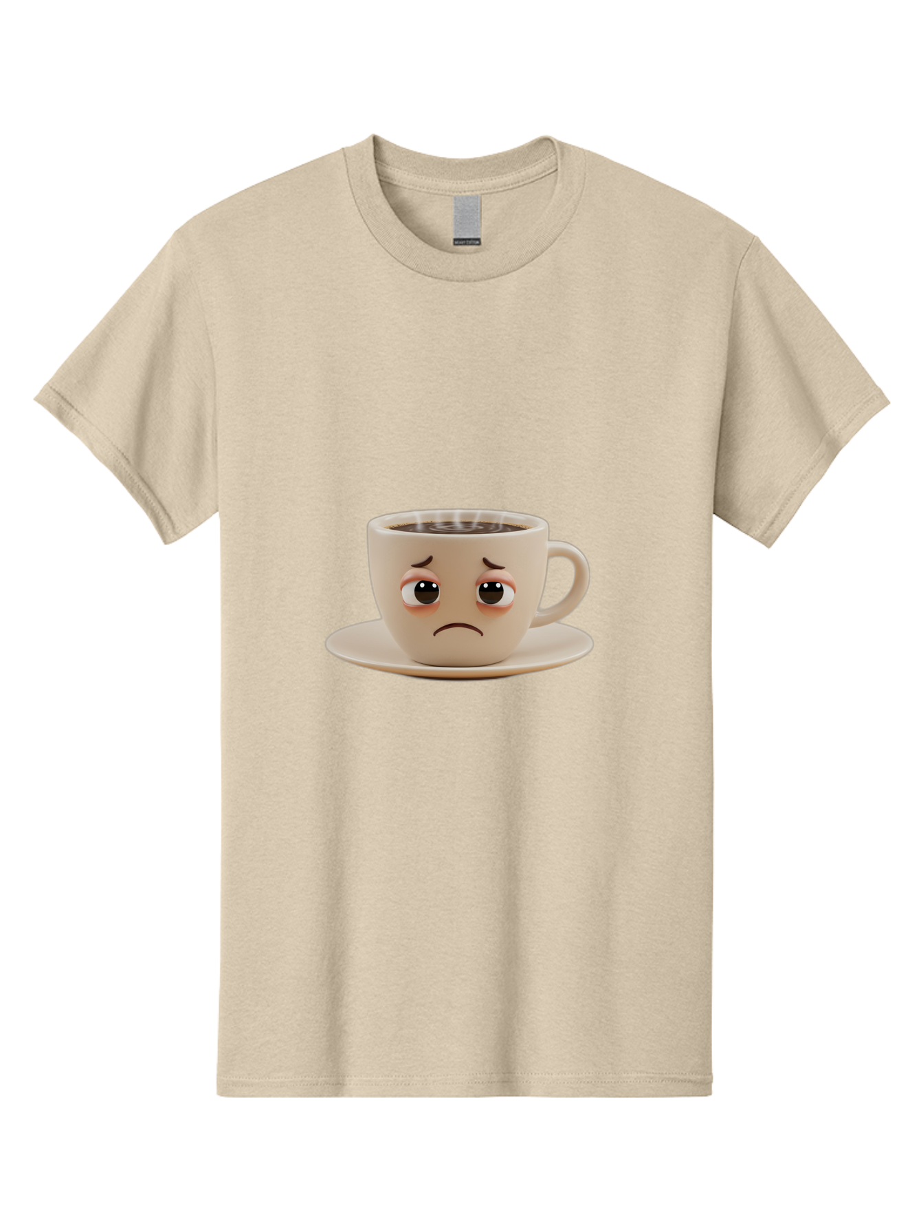 Sad-Coffee-Cup-3 Men'S Graphic Tee, 100% Cotton, Comfortable Casual Summer Wear, Machine Washable, Sad Coffee Cup, Frowning Face, Coffee Break, Unhappy Mood, Cartoon Character, Cute Design, Coffee Lover, Emotional Expression, Bae732 12