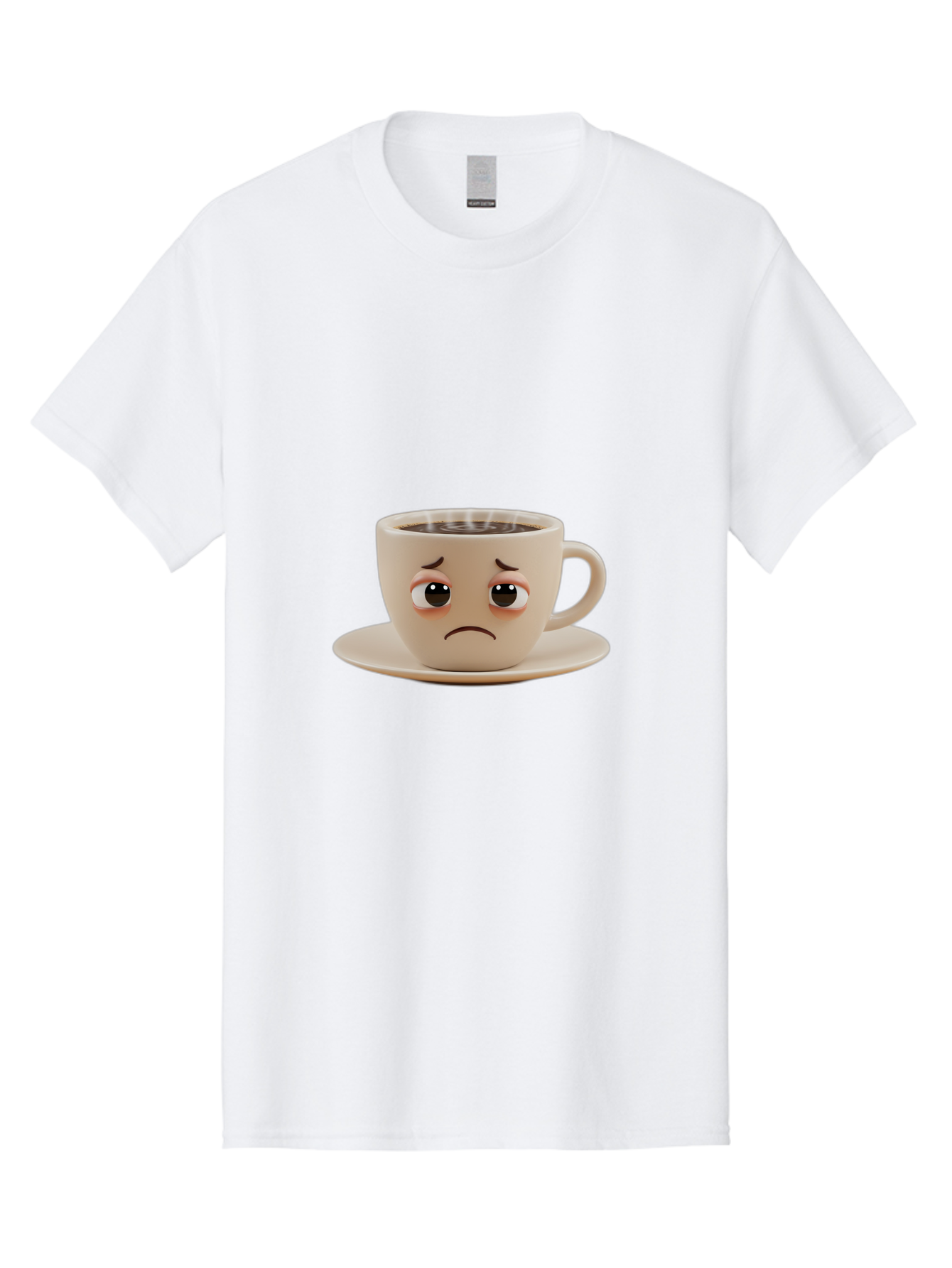 Sad-Coffee-Cup-3 Men'S Graphic Tee, 100% Cotton, Comfortable Casual Summer Wear, Machine Washable, Sad Coffee Cup, Frowning Face, Coffee Break, Unhappy Mood, Cartoon Character, Cute Design, Coffee Lover, Emotional Expression, Bae732 11