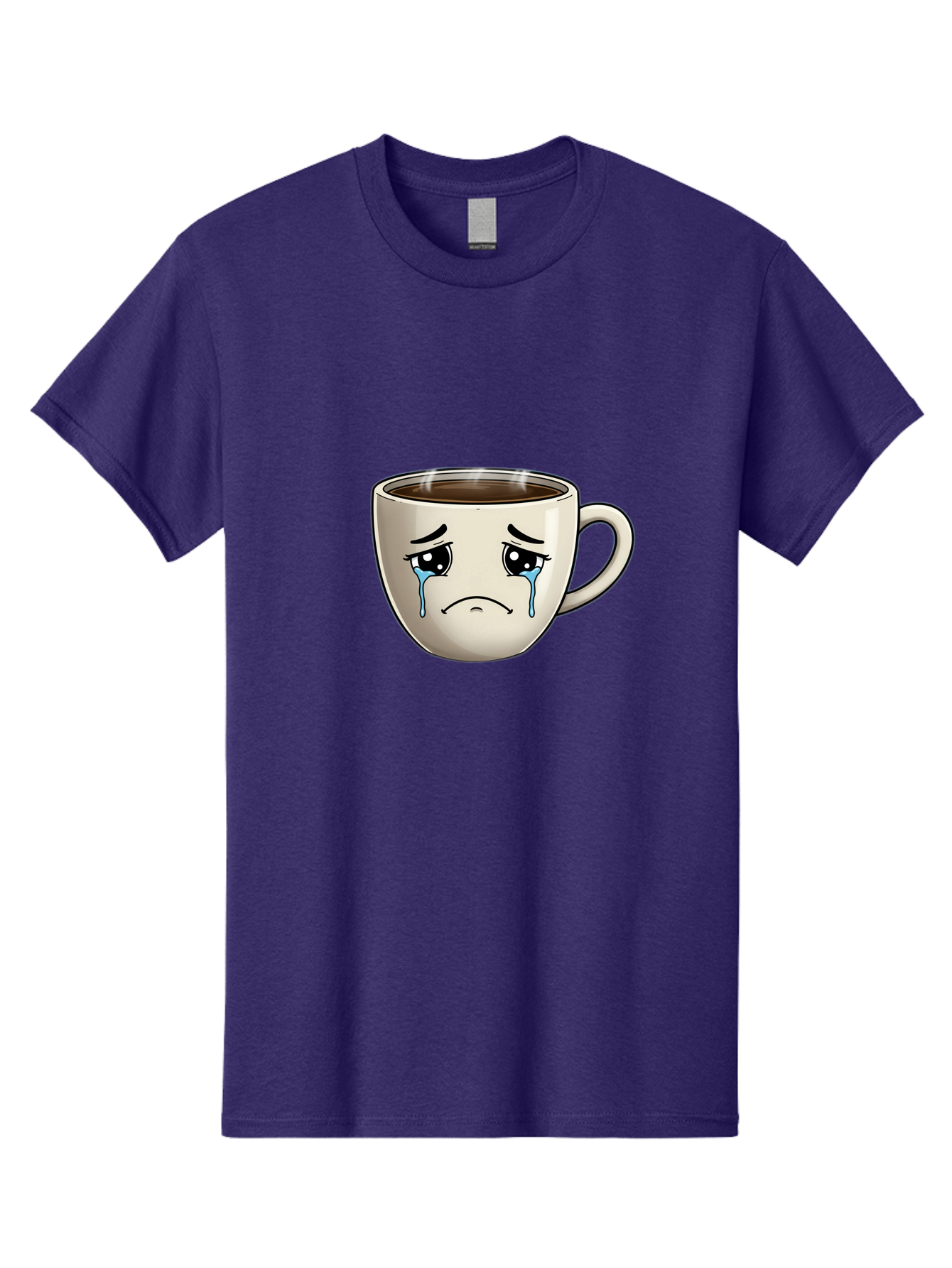 Sad-Coffee-Cup Men'S Graphic Tee, 100% Cotton, Comfortable Casual Summer Wear, Machine Washable, Sad Coffee Cup, Crying Face, Dark Coffee, Steaming Hot, Emotional Expression, Coffee Culture, Sad Face Cartoon, Morning Coffee, Coffee Break Bae733 12