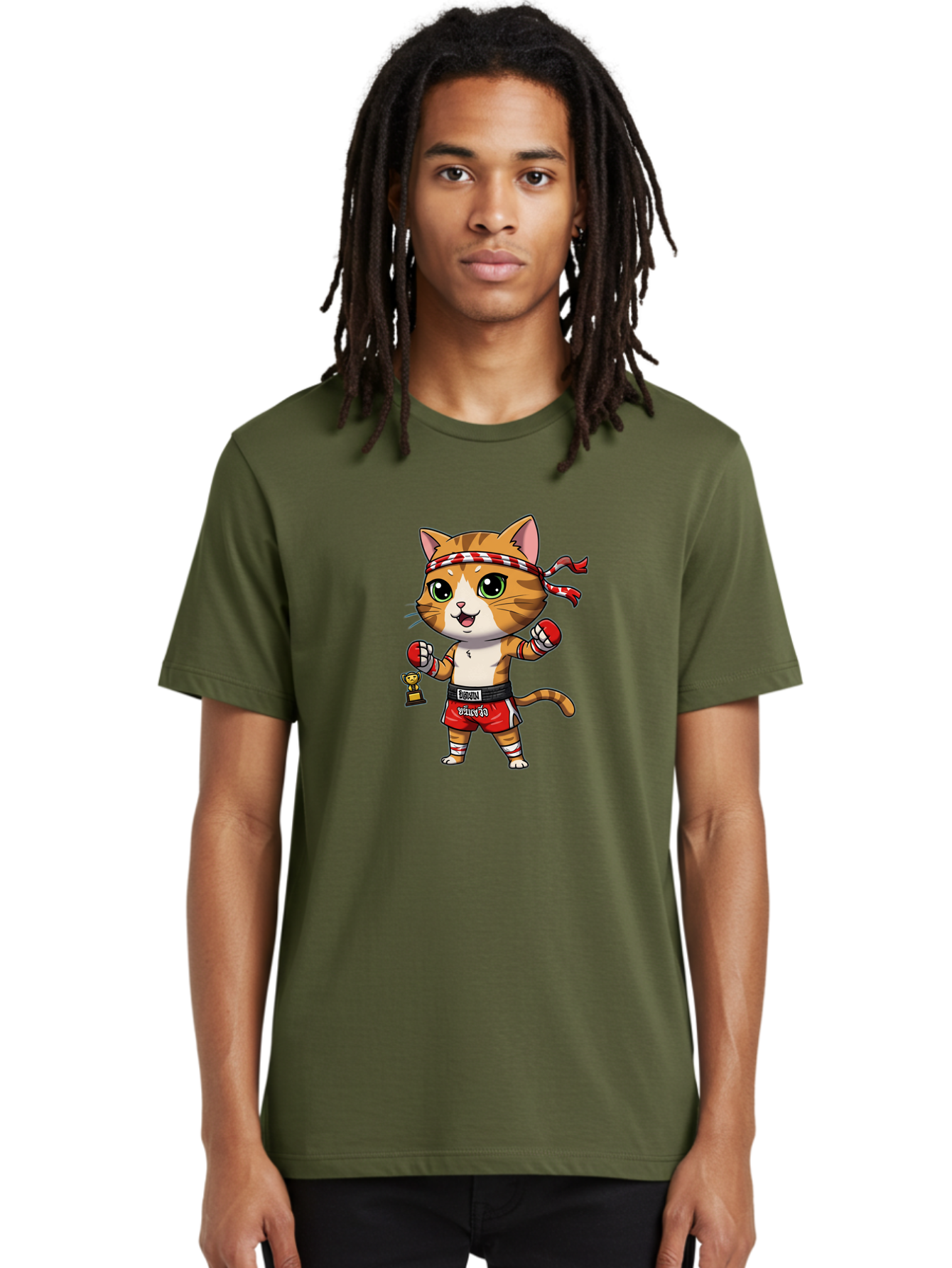 Siamese-Cat Men'S Graphic Tee, 100% Cotton, Comfortable Casual Summer Wear, Machine Washable, Boxing Cat, Cartoon Character, Martial Arts, Funny Animal, Red Boxing Gloves, Dilon Text, Black Belt, Playful Kitty, Adorable Feline, Cartoon Humor Bae736 28