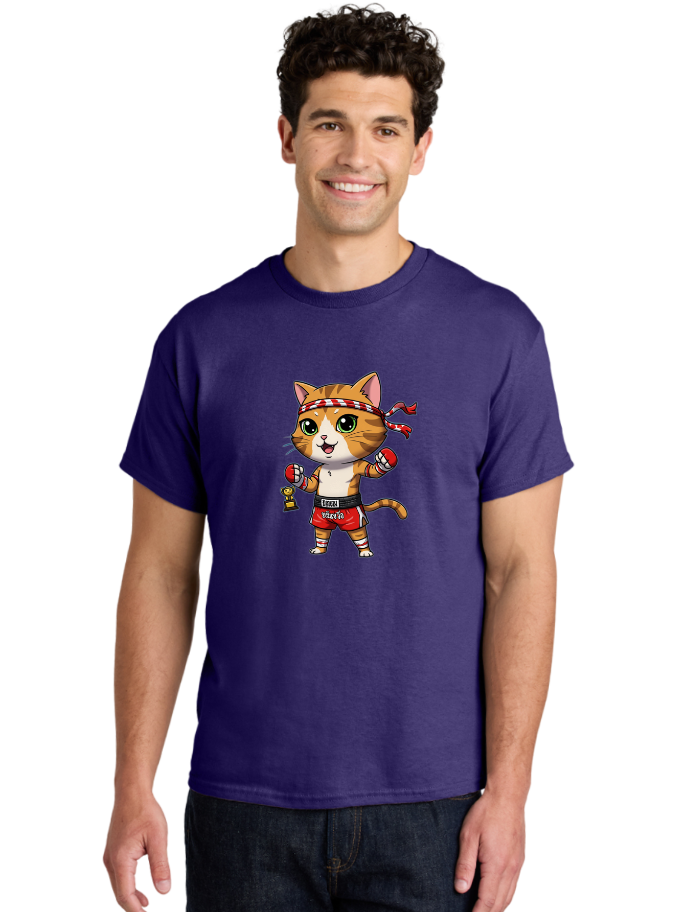 Siamese-Cat Men'S Graphic Tee, 100% Cotton, Comfortable Casual Summer Wear, Machine Washable, Boxing Cat, Cartoon Character, Martial Arts, Funny Animal, Red Boxing Gloves, Dilon Text, Black Belt, Playful Kitty, Adorable Feline, Cartoon Humor Bae736 20