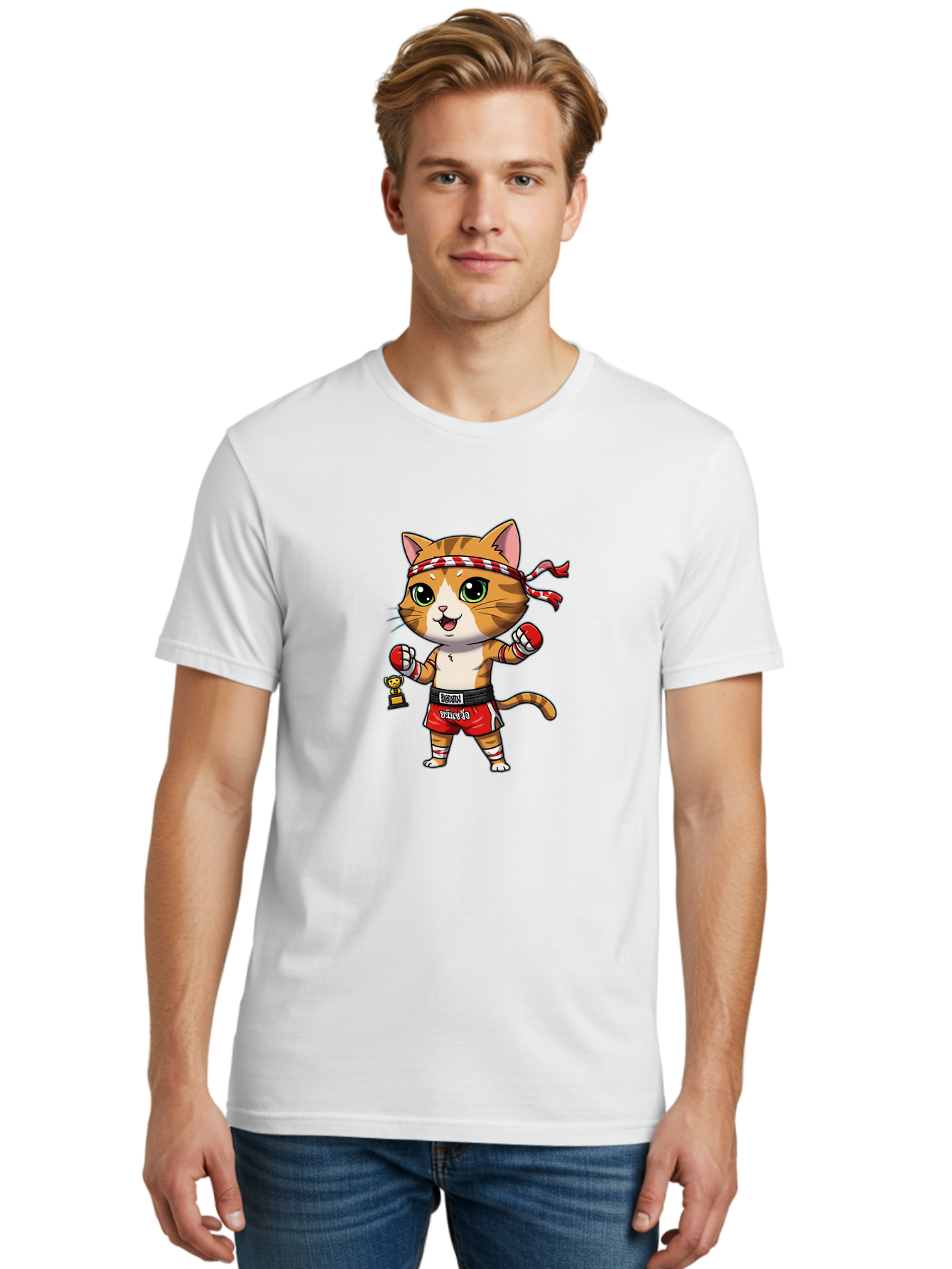 Siamese-Cat Men'S Graphic Tee, 100% Cotton, Comfortable Casual Summer Wear, Machine Washable, Boxing Cat, Cartoon Character, Martial Arts, Funny Animal, Red Boxing Gloves, Dilon Text, Black Belt, Playful Kitty, Adorable Feline, Cartoon Humor Bae736 19