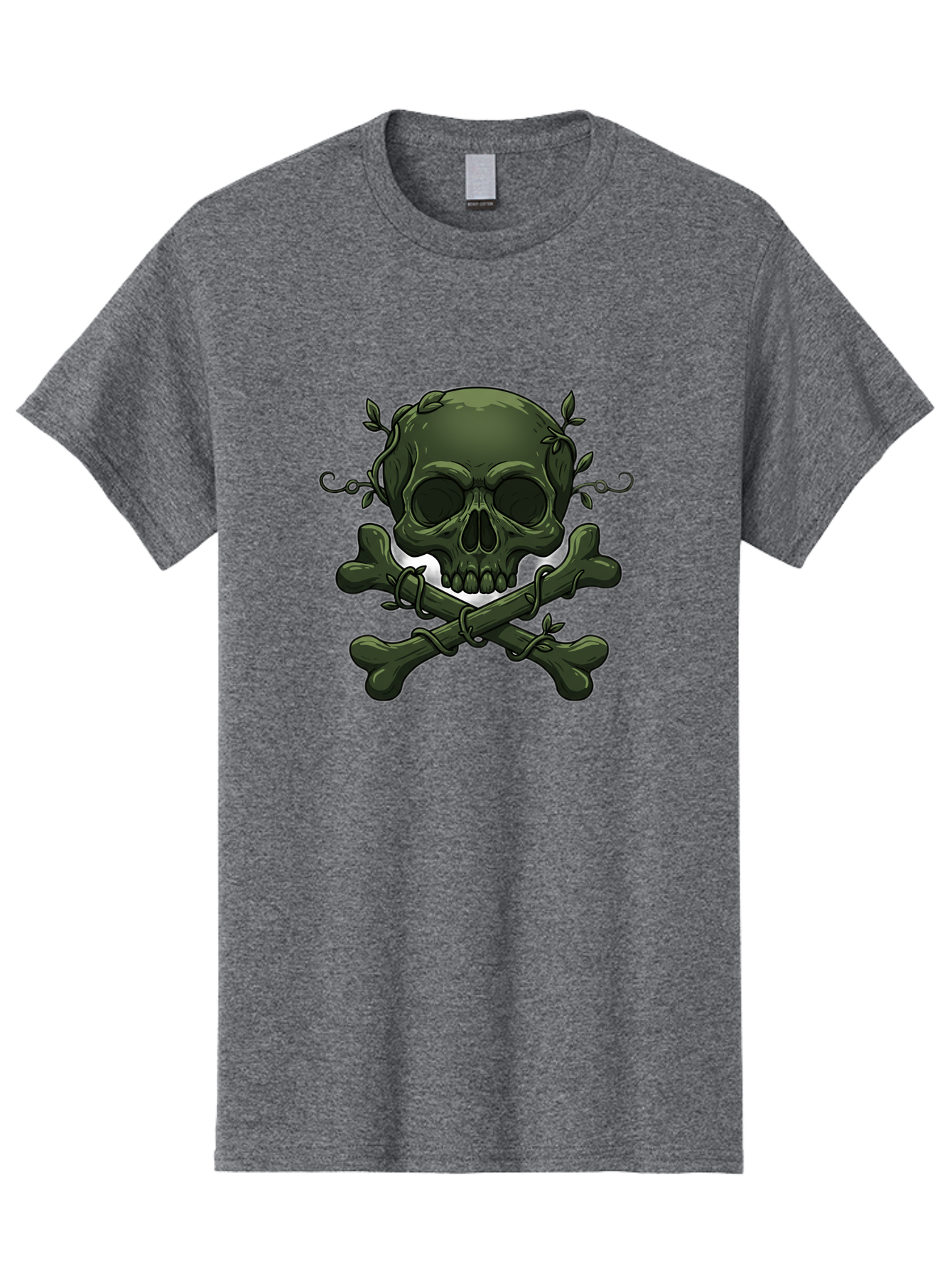 Skull-And-Crossbones-1 Men'S Graphic Tee, 100% Cotton, Comfortable Casual Summer Wear, Machine Washable, Skull And Crossbones, Pirate Symbol, Dark Art, Gothic Design, Skull With Vines, Crossbones With Leaves, Edgy Aesthetic, Grunge Style, Bae737 1