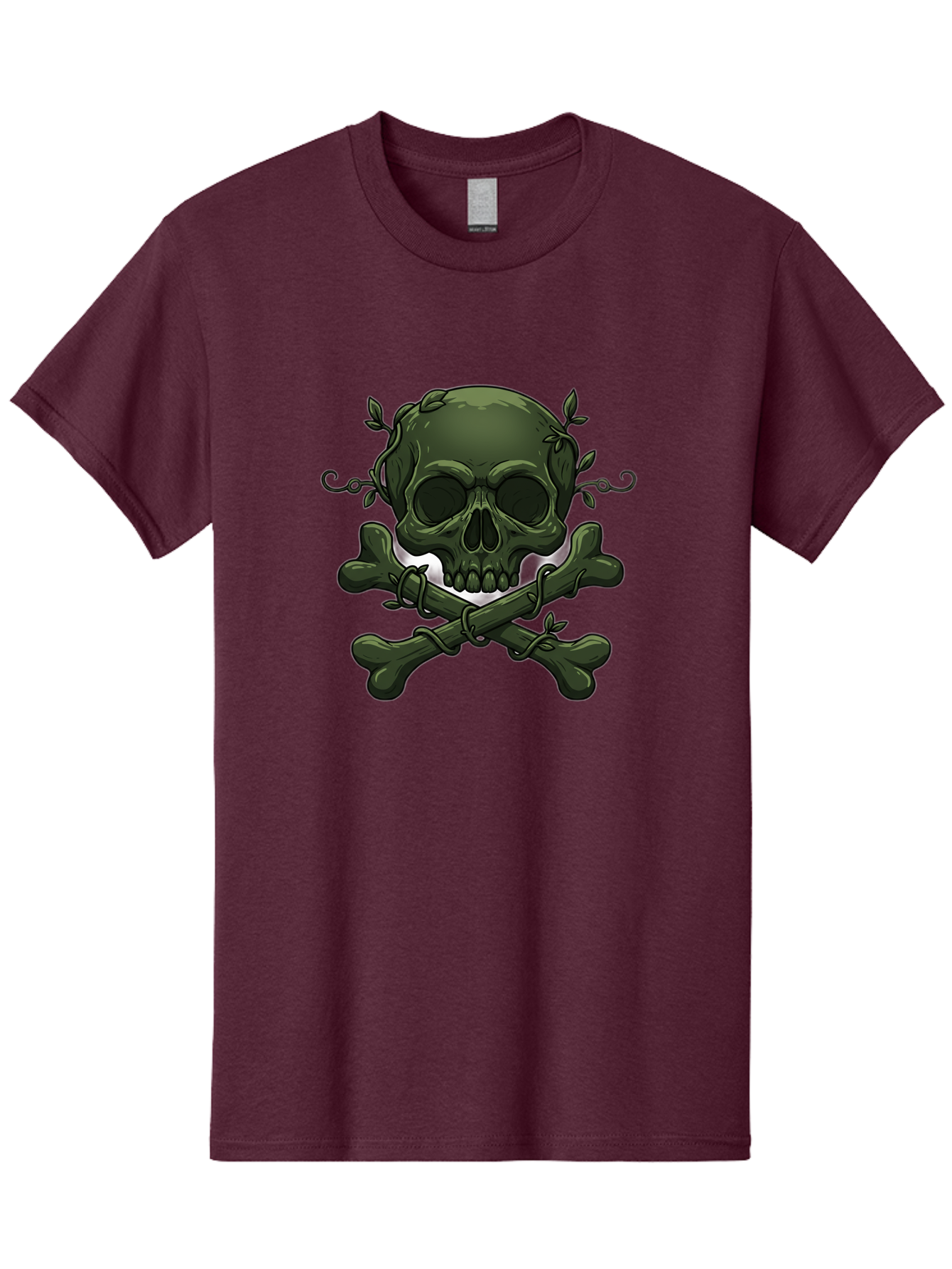 Skull-And-Crossbones-1 Men'S Graphic Tee, 100% Cotton, Comfortable Casual Summer Wear, Machine Washable, Skull And Crossbones, Pirate Symbol, Dark Art, Gothic Design, Skull With Vines, Crossbones With Leaves, Edgy Aesthetic, Grunge Style, Bae737 10