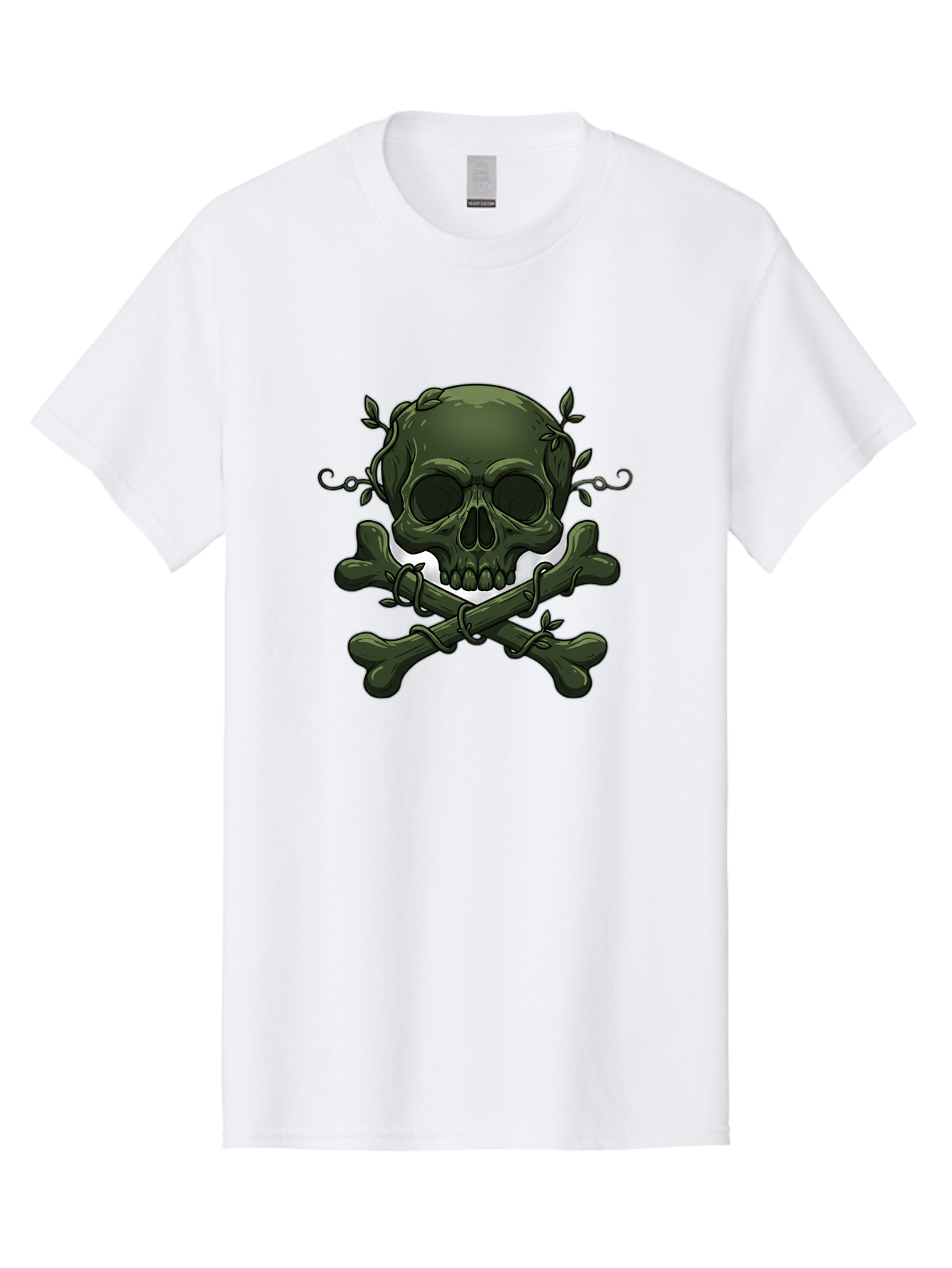 Skull-And-Crossbones-1 Men'S Graphic Tee, 100% Cotton, Comfortable Casual Summer Wear, Machine Washable, Skull And Crossbones, Pirate Symbol, Dark Art, Gothic Design, Skull With Vines, Crossbones With Leaves, Edgy Aesthetic, Grunge Style, Bae737 2
