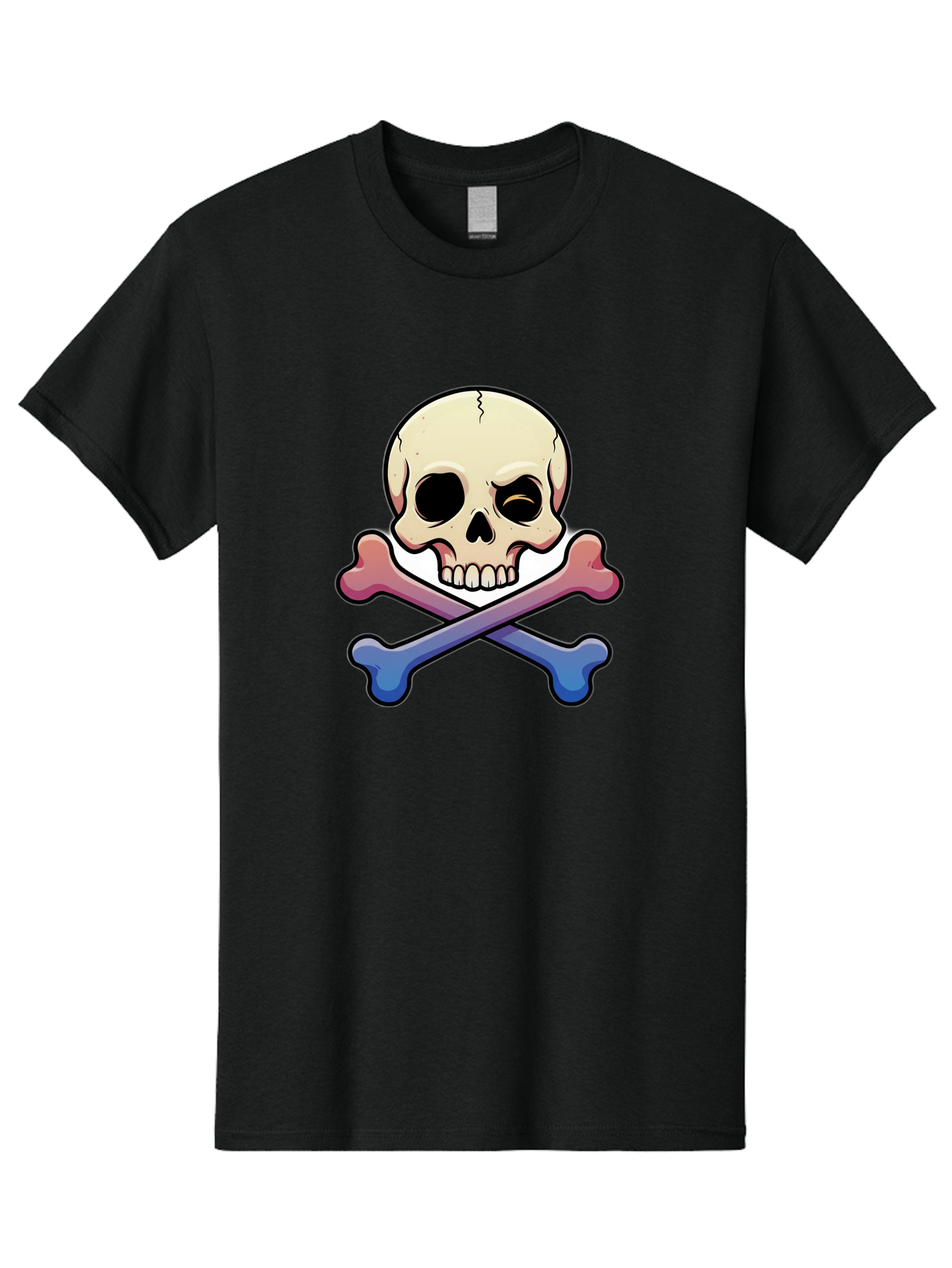 Skull-And-Crossbones Men'S Graphic Tee, 100% Cotton, Comfortable Casual Summer Wear, Machine Washable, Crossed Bones, Human Skull, Poison Symbol, Warning Sign, Cartoon Icon, Grunge Style, Death Symbol, Hazard Warning, Danger Sign, Bae739 2