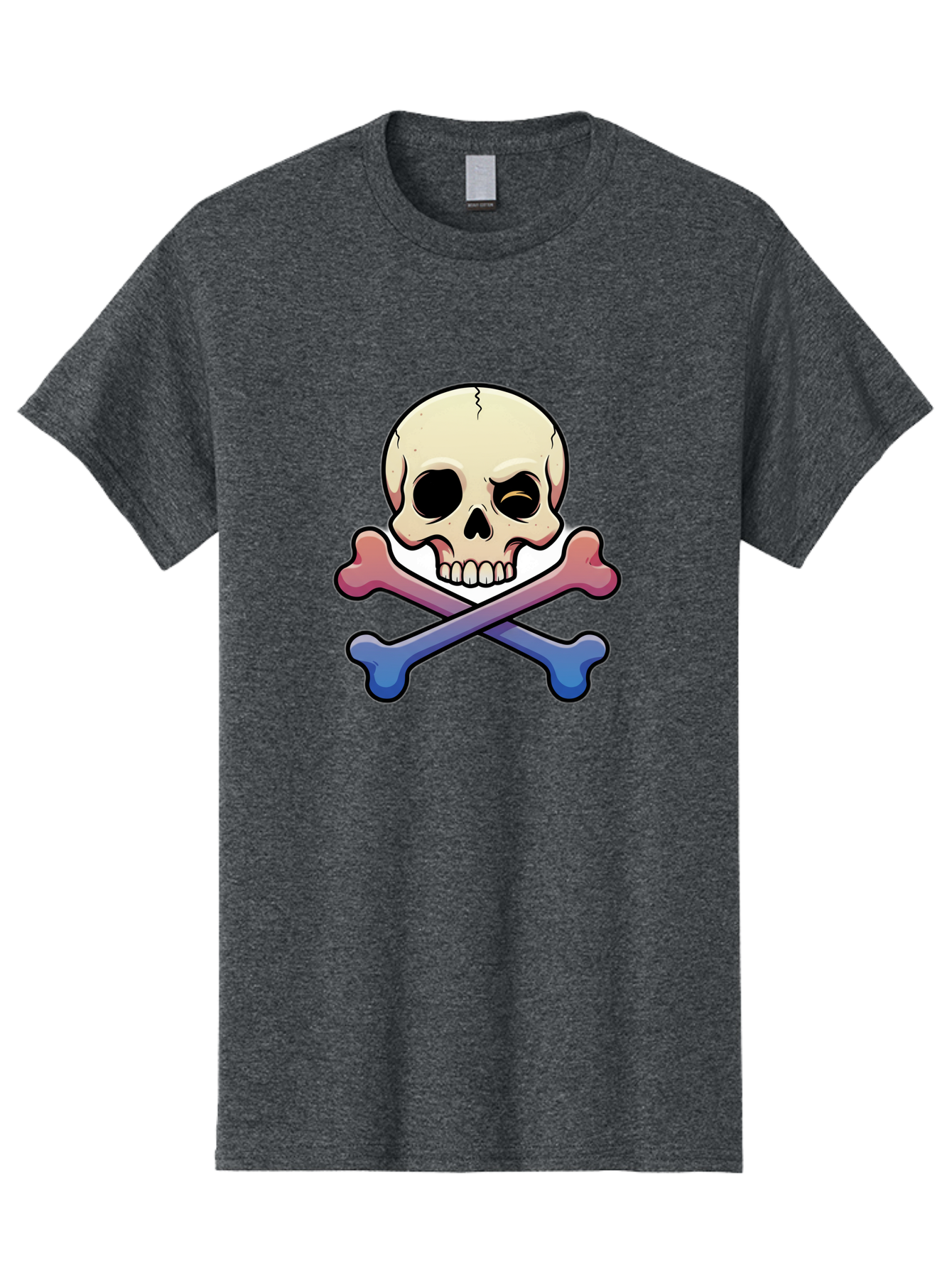 Skull-And-Crossbones Men'S Graphic Tee, 100% Cotton, Comfortable Casual Summer Wear, Machine Washable, Crossed Bones, Human Skull, Poison Symbol, Warning Sign, Cartoon Icon, Grunge Style, Death Symbol, Hazard Warning, Danger Sign, Bae739 1
