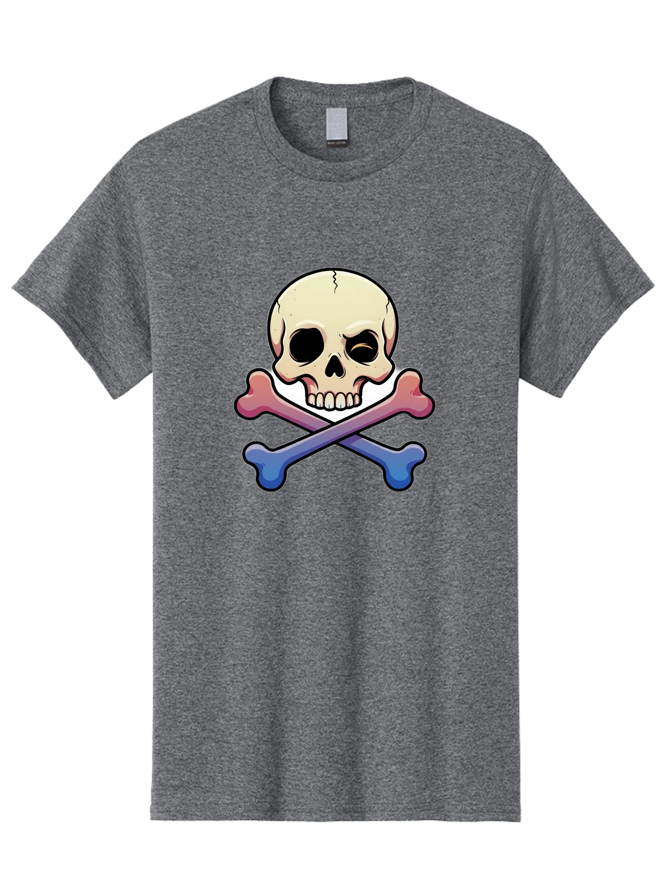 Skull-And-Crossbones Men'S Graphic Tee, 100% Cotton, Comfortable Casual Summer Wear, Machine Washable, Crossed Bones, Human Skull, Poison Symbol, Warning Sign, Cartoon Icon, Grunge Style, Death Symbol, Hazard Warning, Danger Sign, Bae739 11
