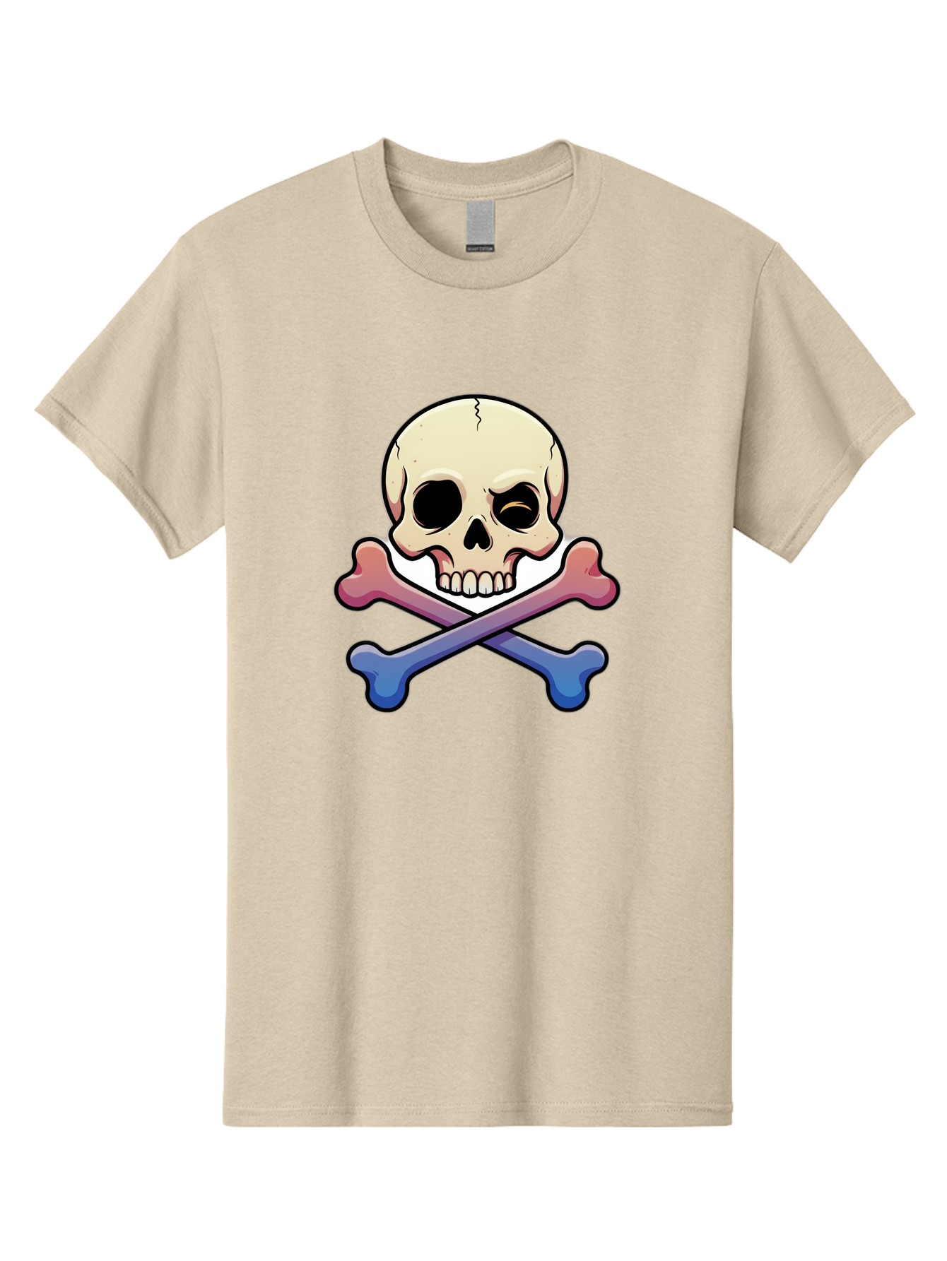 Skull-And-Crossbones Men'S Graphic Tee, 100% Cotton, Comfortable Casual Summer Wear, Machine Washable, Crossed Bones, Human Skull, Poison Symbol, Warning Sign, Cartoon Icon, Grunge Style, Death Symbol, Hazard Warning, Danger Sign, Bae739 7