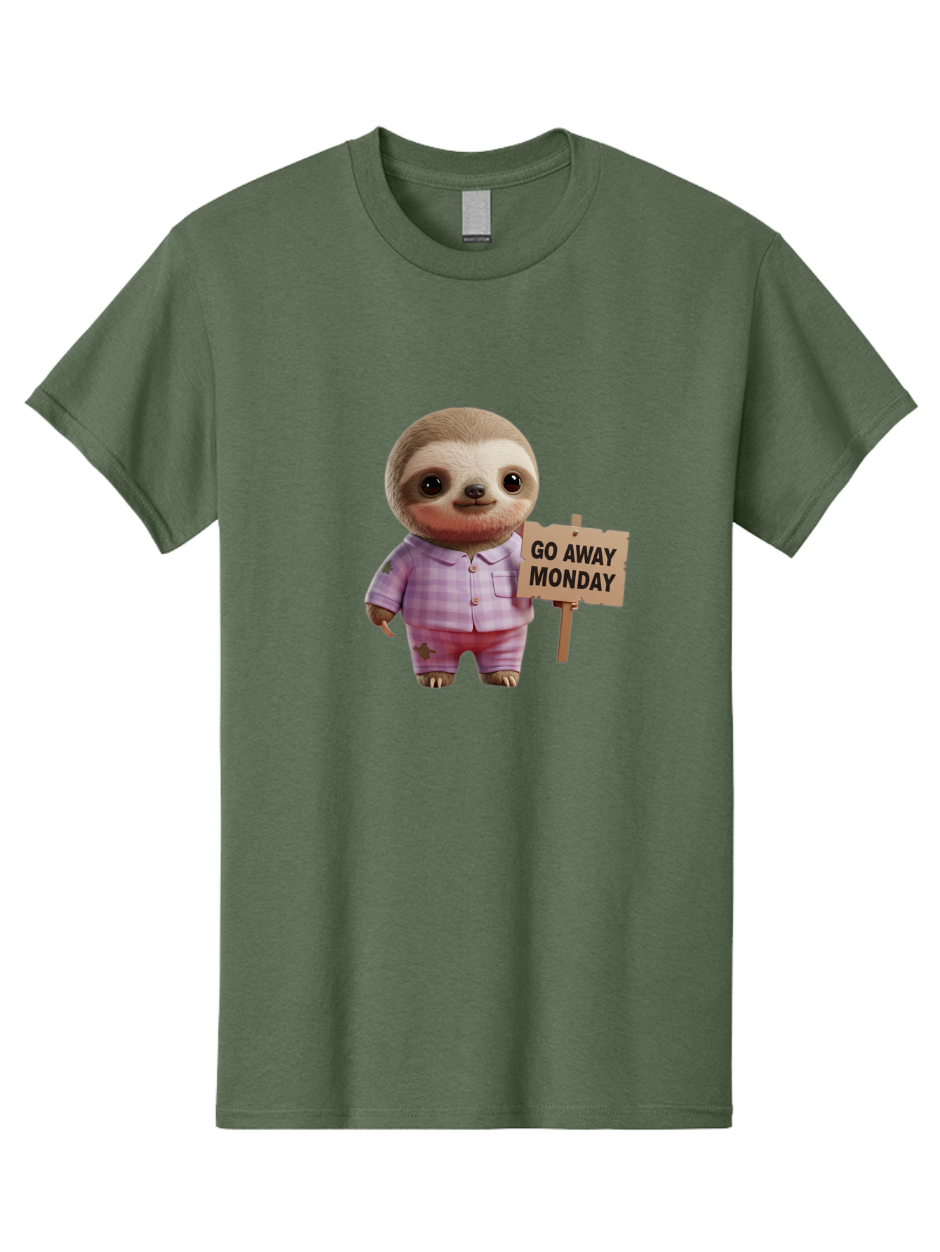 Sloth-Go-Away-Monday Men'S Graphic Tee, 100% Cotton, Comfortable Casual Summer Wear, Machine Washable, Sloth In Pajamas, Cartoon Character, Humorous Illustration, Funny Animal, Monday Motivation, Lazy Sloth, Cute Creature, Playful Design, Bae755 5