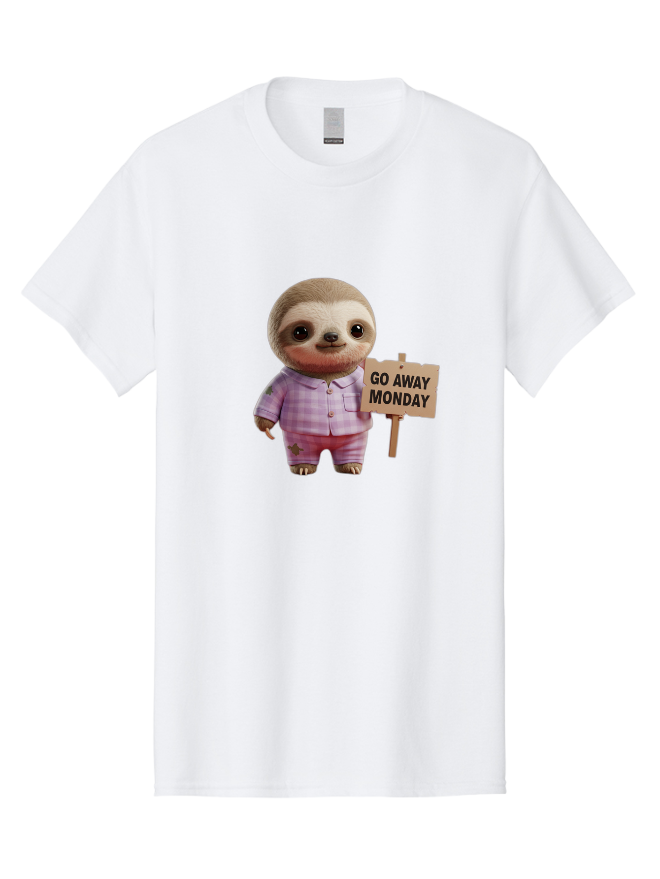 Sloth-Go-Away-Monday Men'S Graphic Tee, 100% Cotton, Comfortable Casual Summer Wear, Machine Washable, Sloth In Pajamas, Cartoon Character, Humorous Illustration, Funny Animal, Monday Motivation, Lazy Sloth, Cute Creature, Playful Design, Bae755 11