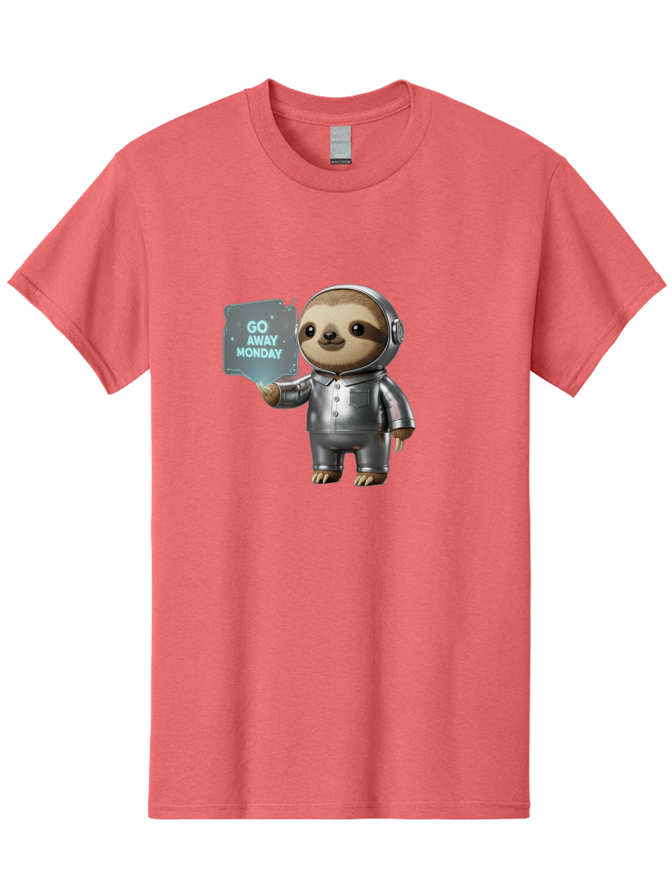 Sloth-In-Space-Suit Men'S Graphic Tee, 100% Cotton, Comfortable Casual Summer Wear, Machine Washable, Sloth In Silver Space Suit, Astronaut Sloth, Motivational Quote, Funny Animal, Humor, Quirky Character, Go Away Monday Bae757 5