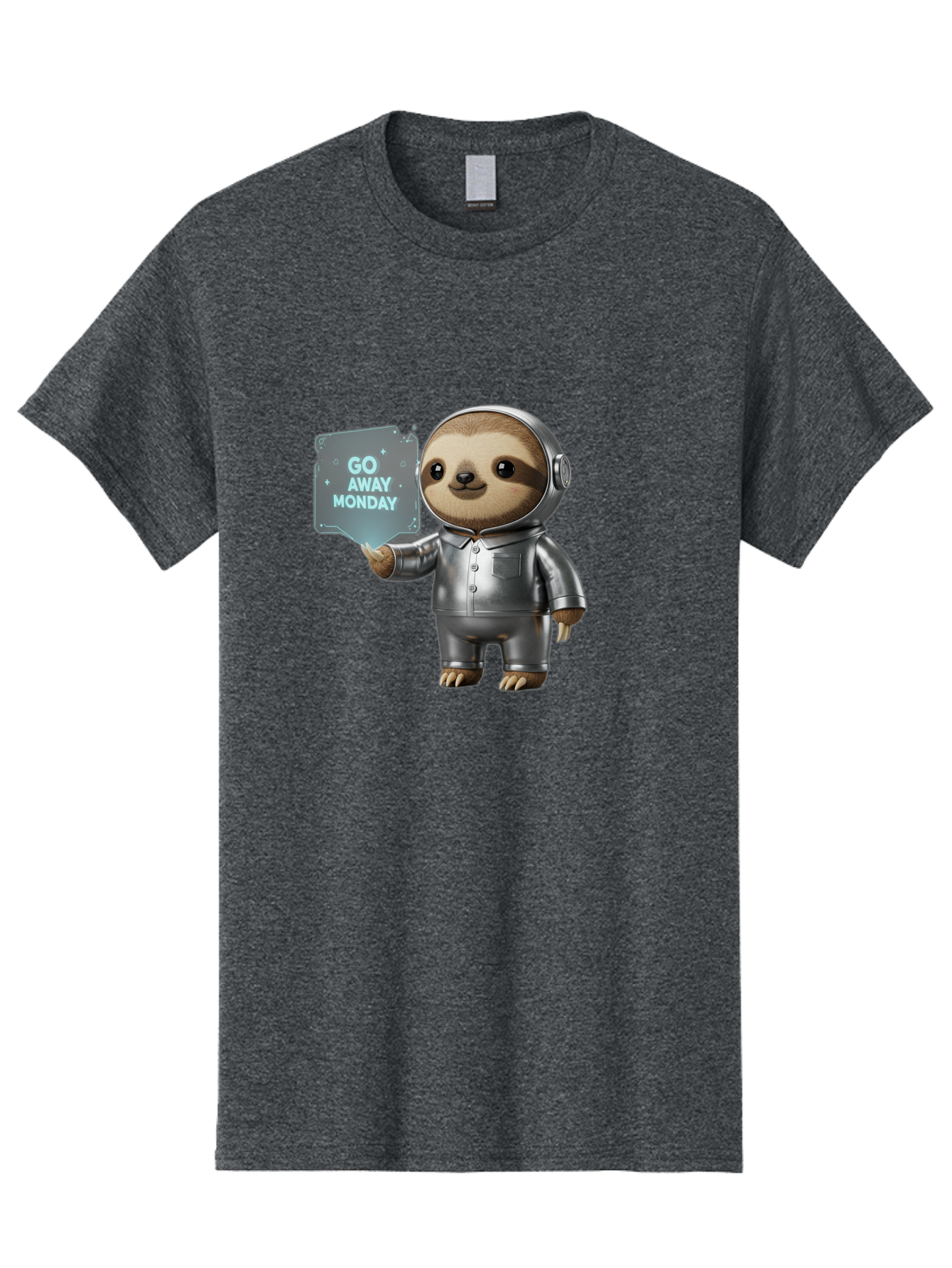 Sloth-In-Space-Suit Men'S Graphic Tee, 100% Cotton, Comfortable Casual Summer Wear, Machine Washable, Sloth In Silver Space Suit, Astronaut Sloth, Motivational Quote, Funny Animal, Humor, Quirky Character, Go Away Monday Bae757 1