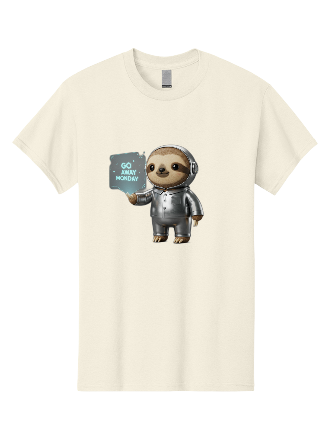 Sloth-In-Space-Suit Men'S Graphic Tee, 100% Cotton, Comfortable Casual Summer Wear, Machine Washable, Sloth In Silver Space Suit, Astronaut Sloth, Motivational Quote, Funny Animal, Humor, Quirky Character, Go Away Monday Bae757 4