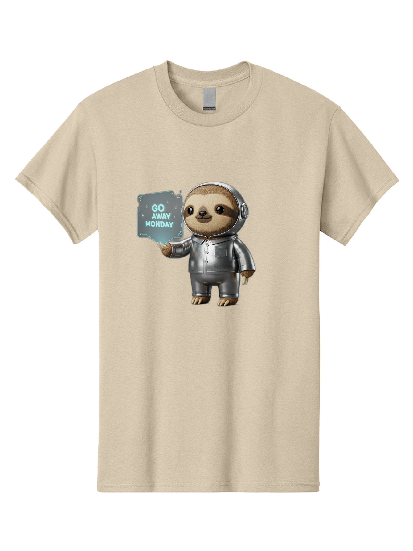 Sloth-In-Space-Suit Men'S Graphic Tee, 100% Cotton, Comfortable Casual Summer Wear, Machine Washable, Sloth In Silver Space Suit, Astronaut Sloth, Motivational Quote, Funny Animal, Humor, Quirky Character, Go Away Monday Bae757 12