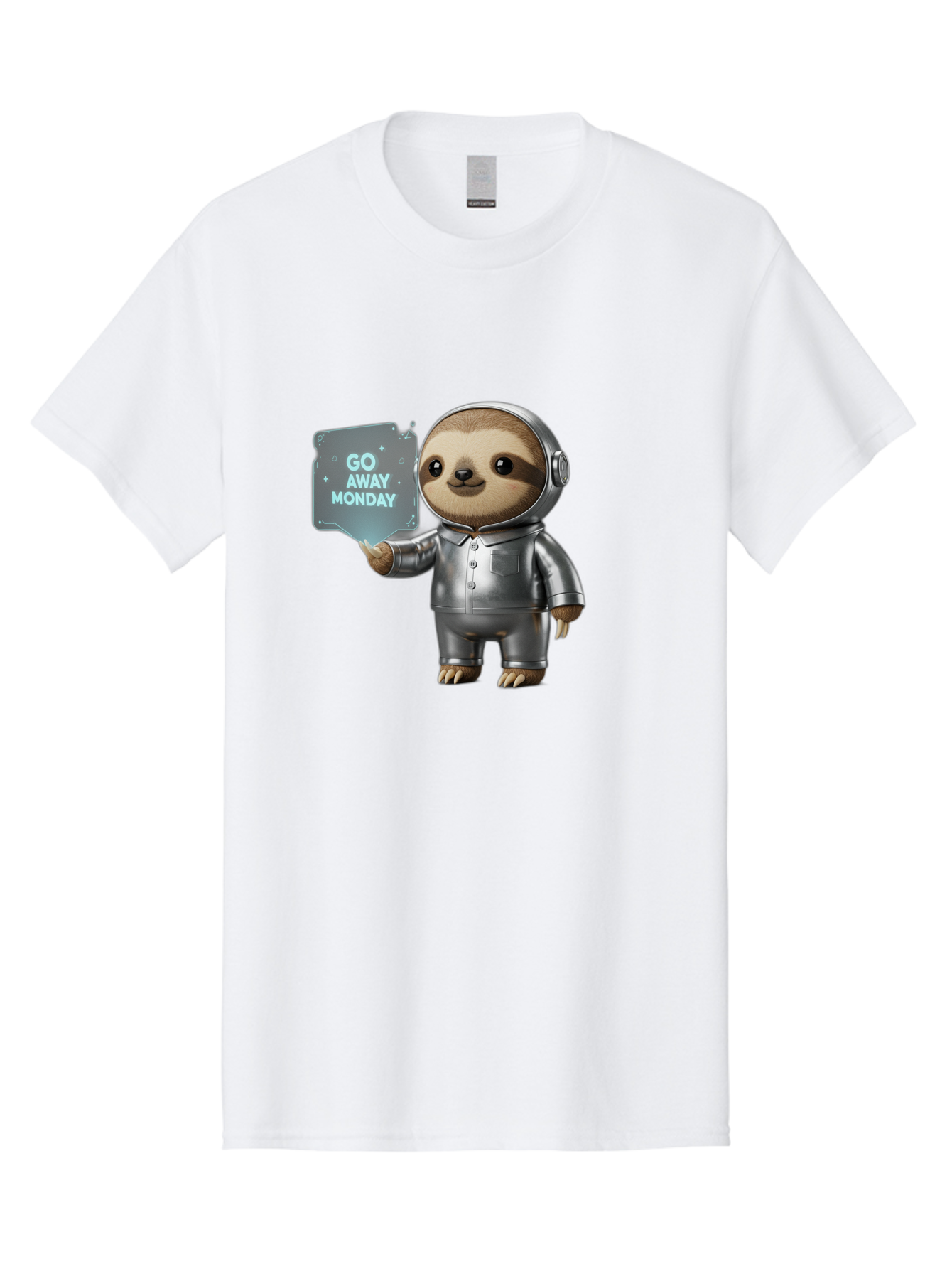 Sloth-In-Space-Suit Men'S Graphic Tee, 100% Cotton, Comfortable Casual Summer Wear, Machine Washable, Sloth In Silver Space Suit, Astronaut Sloth, Motivational Quote, Funny Animal, Humor, Quirky Character, Go Away Monday Bae757 6