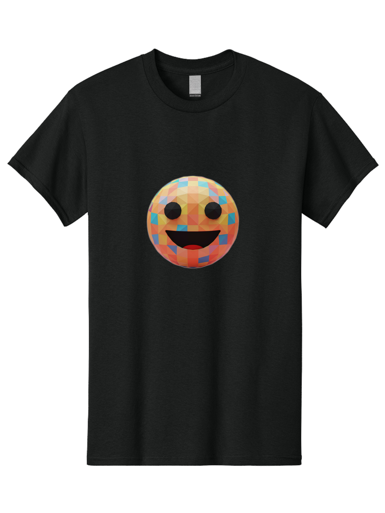 Smile-Ball Men'S Graphic Tee, 100% Cotton, Comfortable Casual Summer Wear, Machine Washable, Low Poly Orb, Happy Face, Smiling Emoji, Colorful Pattern, 3D Design, Vibrant Colors, Emotive Expression, Modern Art Style, Geometric Shapes, Bae759 11