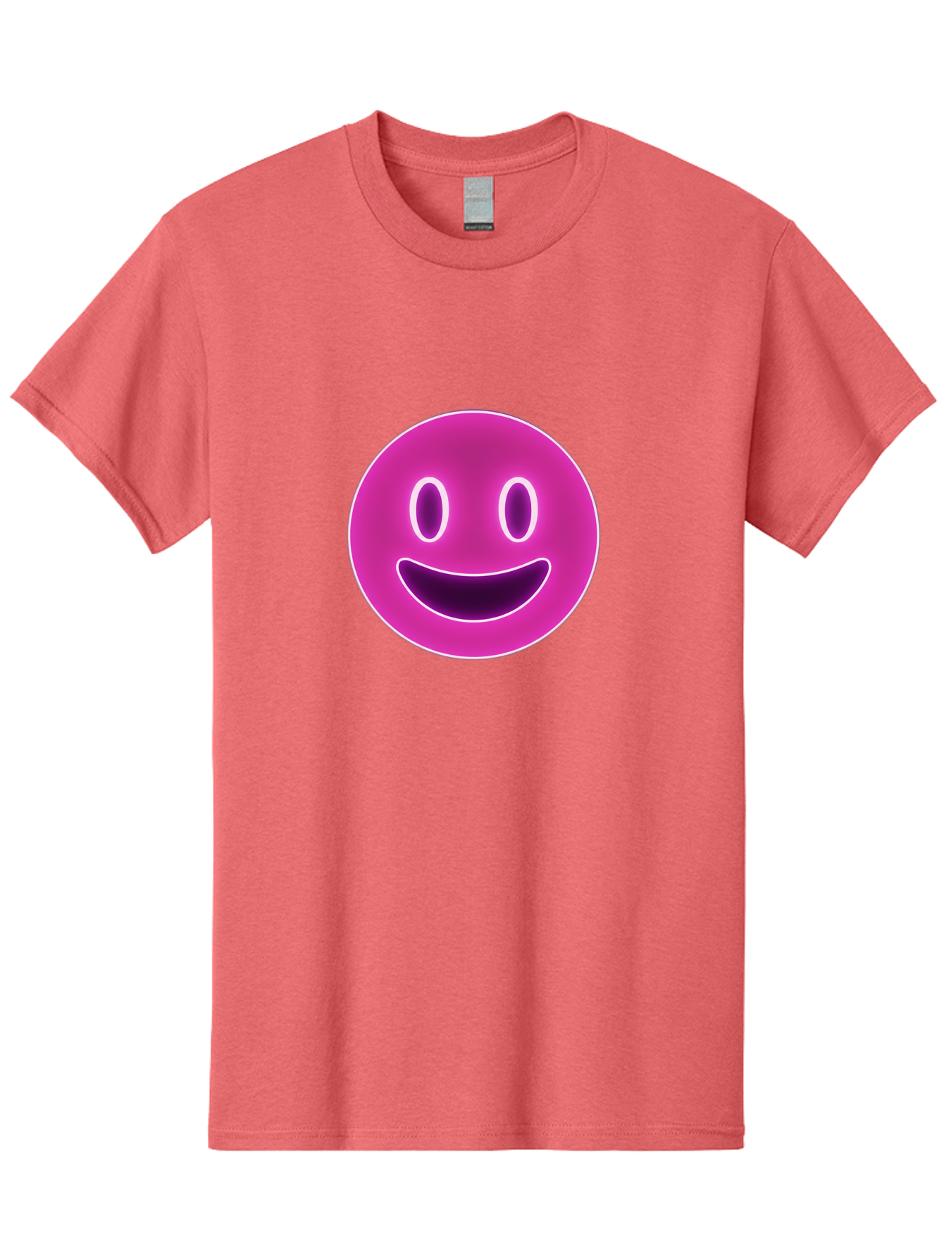 Smiley-Face Men'S Graphic Tee, 100% Cotton, Comfortable Casual Summer Wear, Machine Washable, Smiley Face, Happy Expression, Purple Emoticon, Neon Glow, Simple Design, Positive Vibe, Emotive Icon, Social Media Symbol, Emoticon, Happiness, Bae760 12
